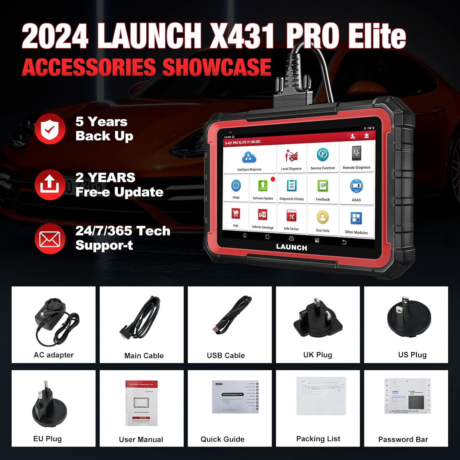 Thumbnail 6 de LAUNCH X431 Pro Elite scanner OBD2 bidirezionale con 38+ reset, codifica ECU online e CAN FD/DOIP