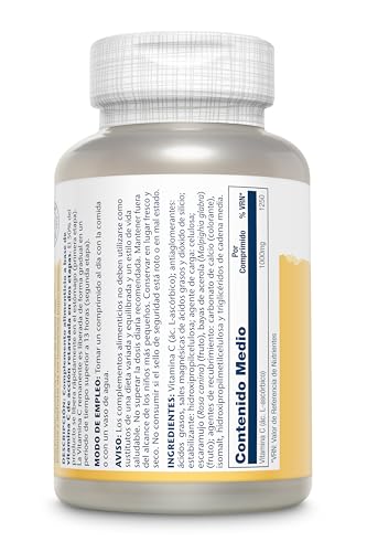 Detalle 2 de SOLARAY Vitamin C 1000mg con Escaramujo y Acerola | Acción Retardada, 100 comprimidos