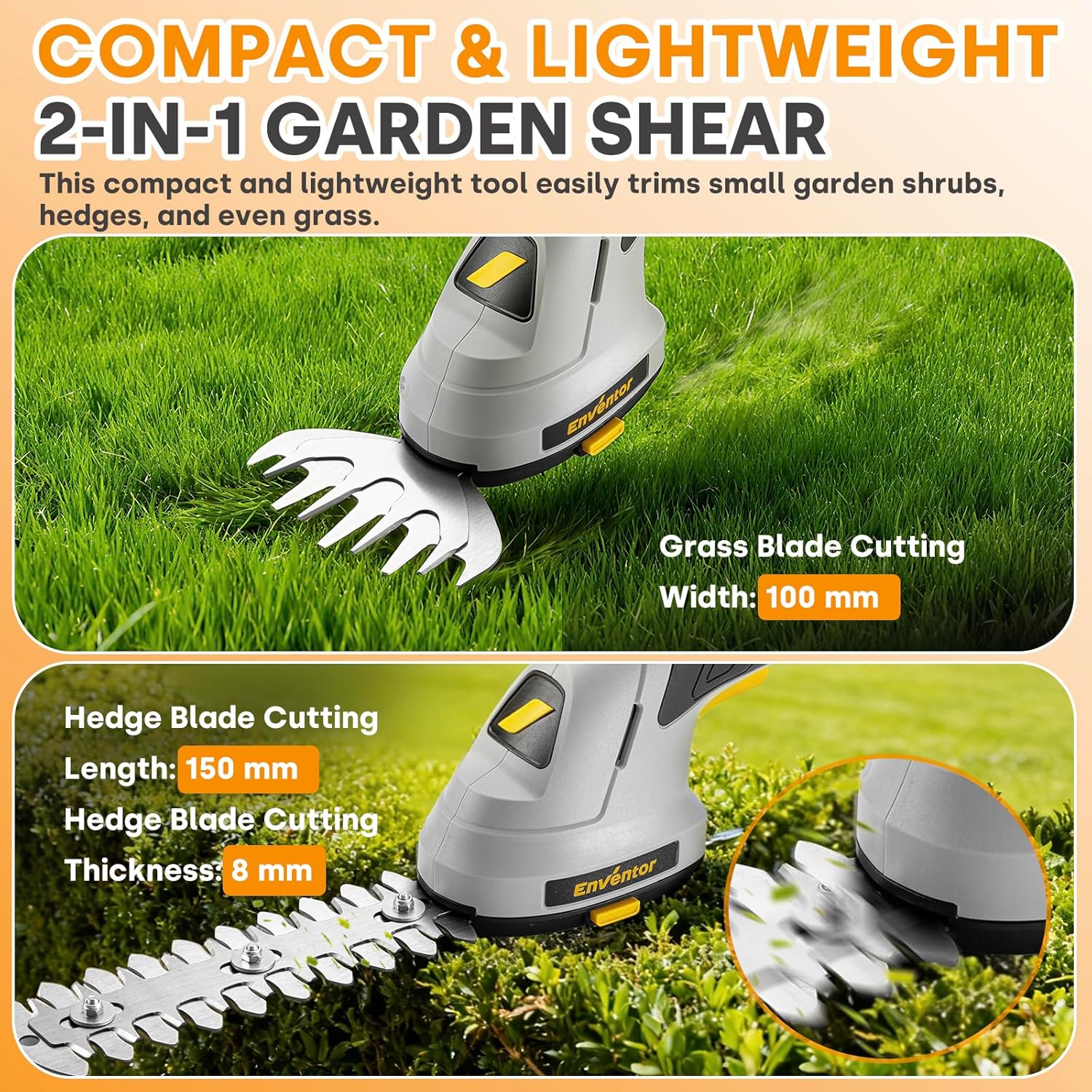 Detalle de Enventor 2-in-1 cordless hedge trimmer 2000mAh