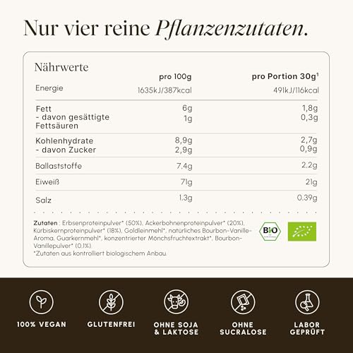 Thumbnail 7 de VETAIN Veganes Proteinpulver Vanille – 21 g Eiweiß pro Portion, 100% Bio & fermentiert