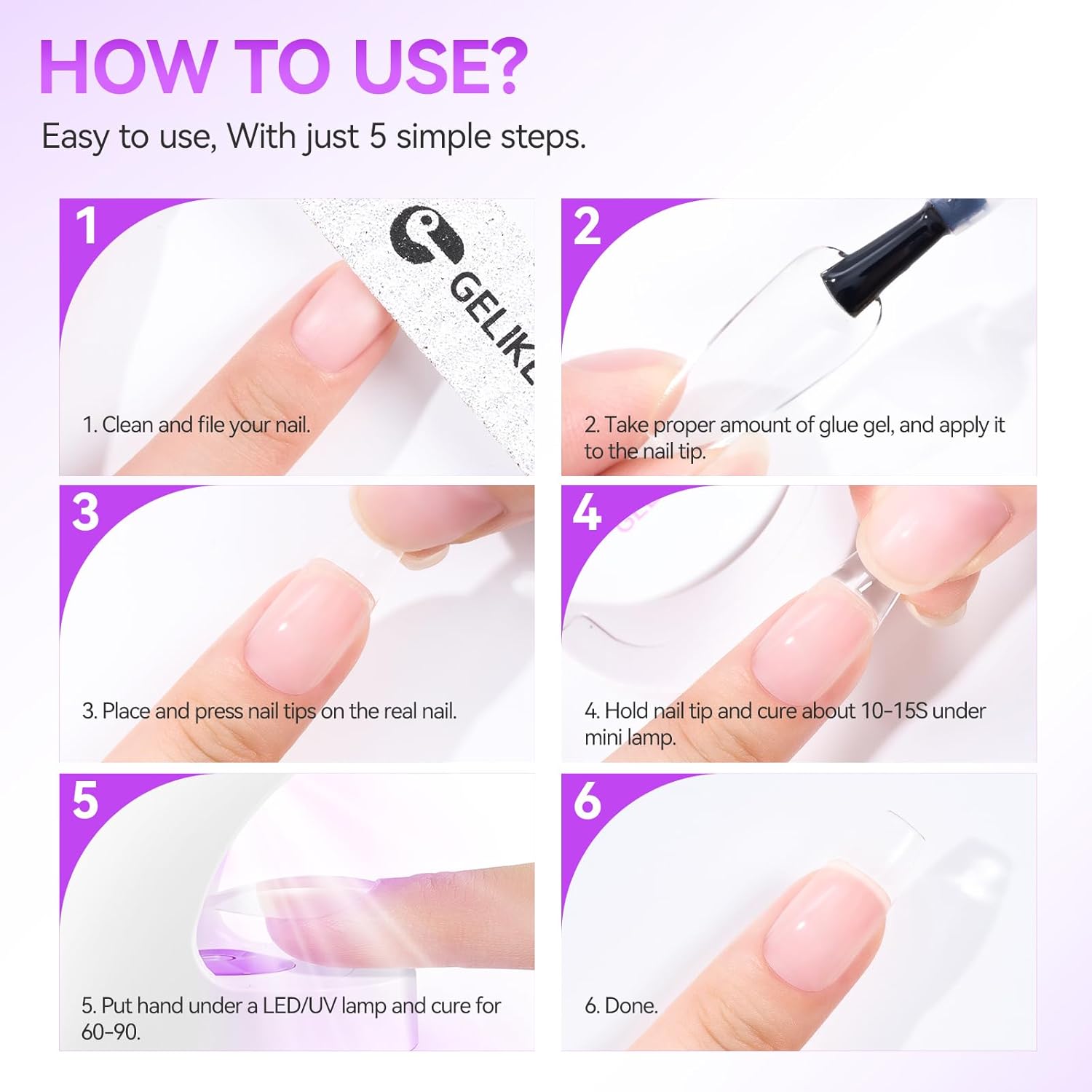 Thumbnail 6 de Gelike ec Nagelkleber 6 in 1 für Kunstnägel 8 ml