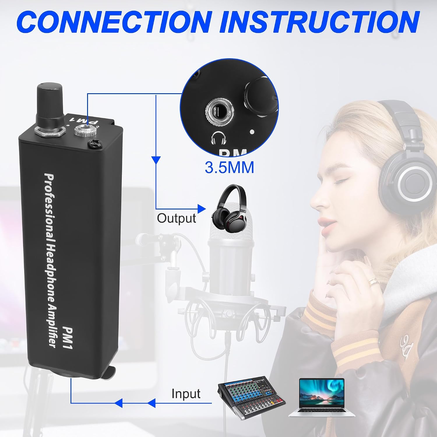Detalle de XMSJSIY Portable In Ear Monitor Amplifier: Compact, Durable Audio for Keyboardists, Drummers and Guitarists