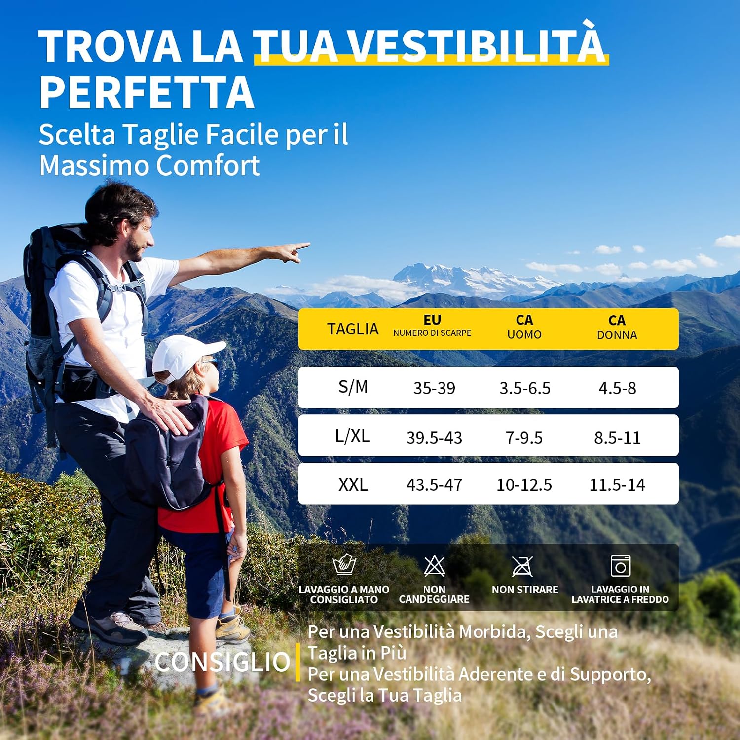 Detalle de CAMBIVO Calze Trekking Merino Lana Uomo Donna – Anti- Vesciche, Cushioned e Traspiranti (2 Paia)