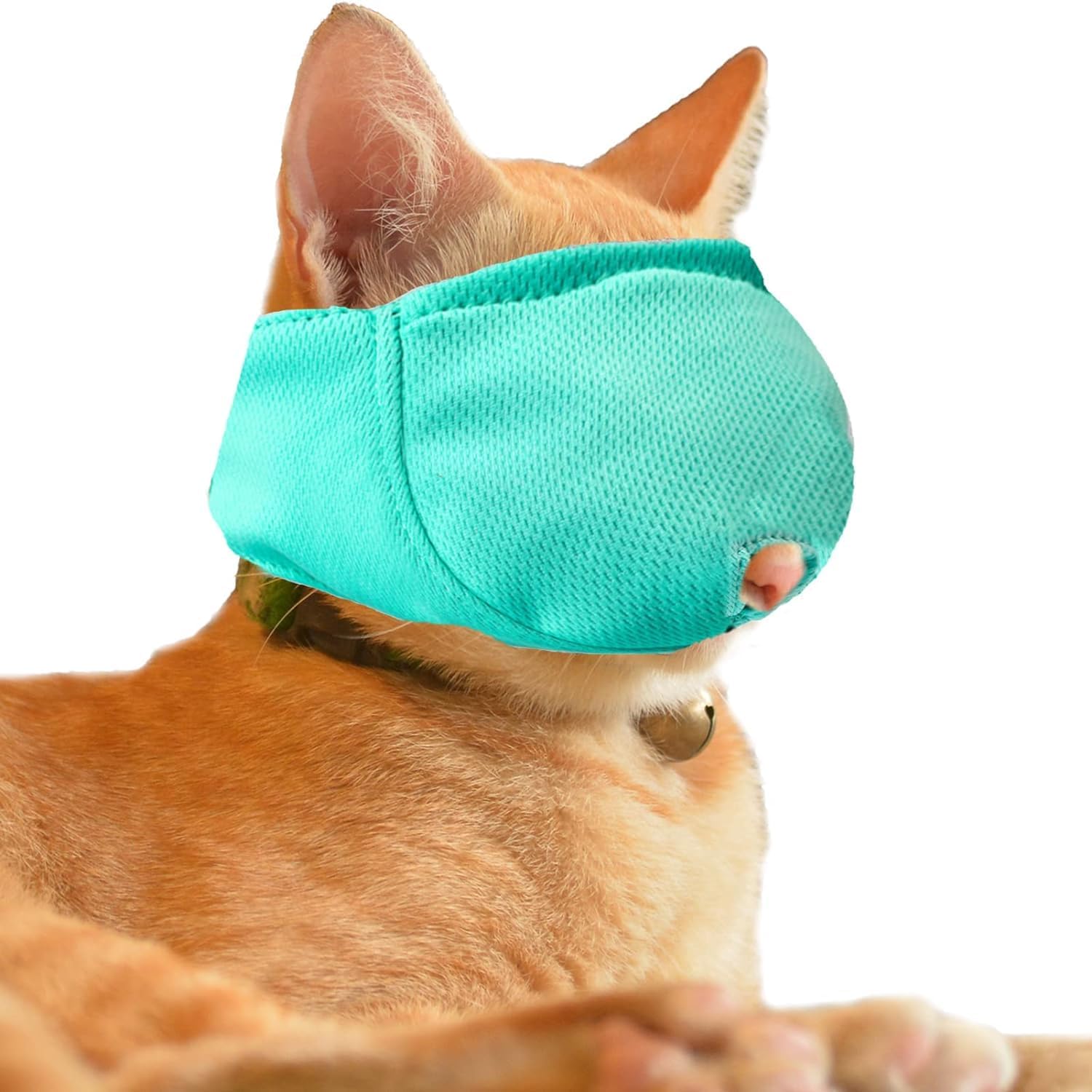 Detalle de OHCOZZY Cat Muzzle with Breathable Mesh (M, Green) for Preventing Biting and Chewing