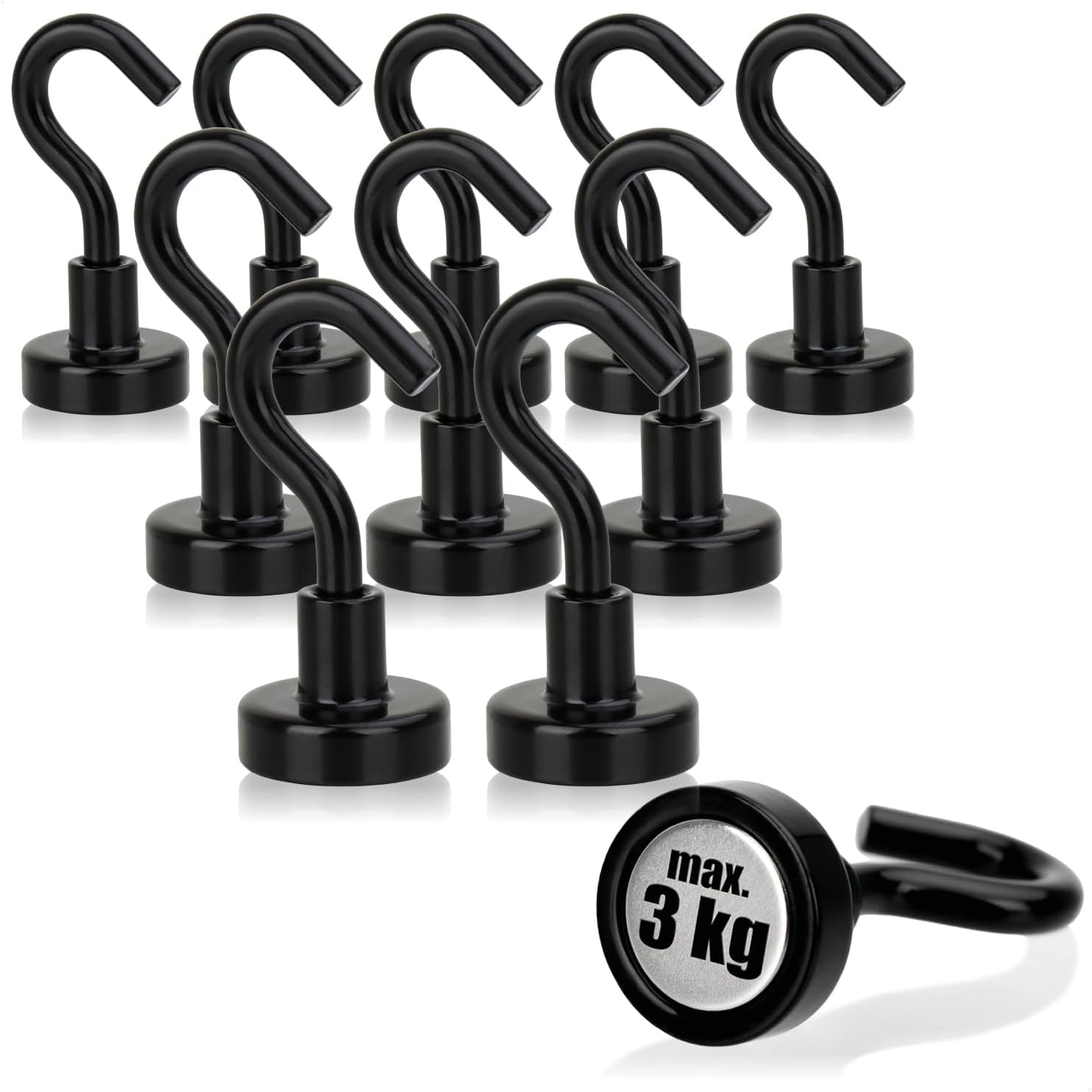 Detalle de Crochets magnétiques en néodyme com-four® (lot de 10) – aimants puissants jusqu’à 3 kg