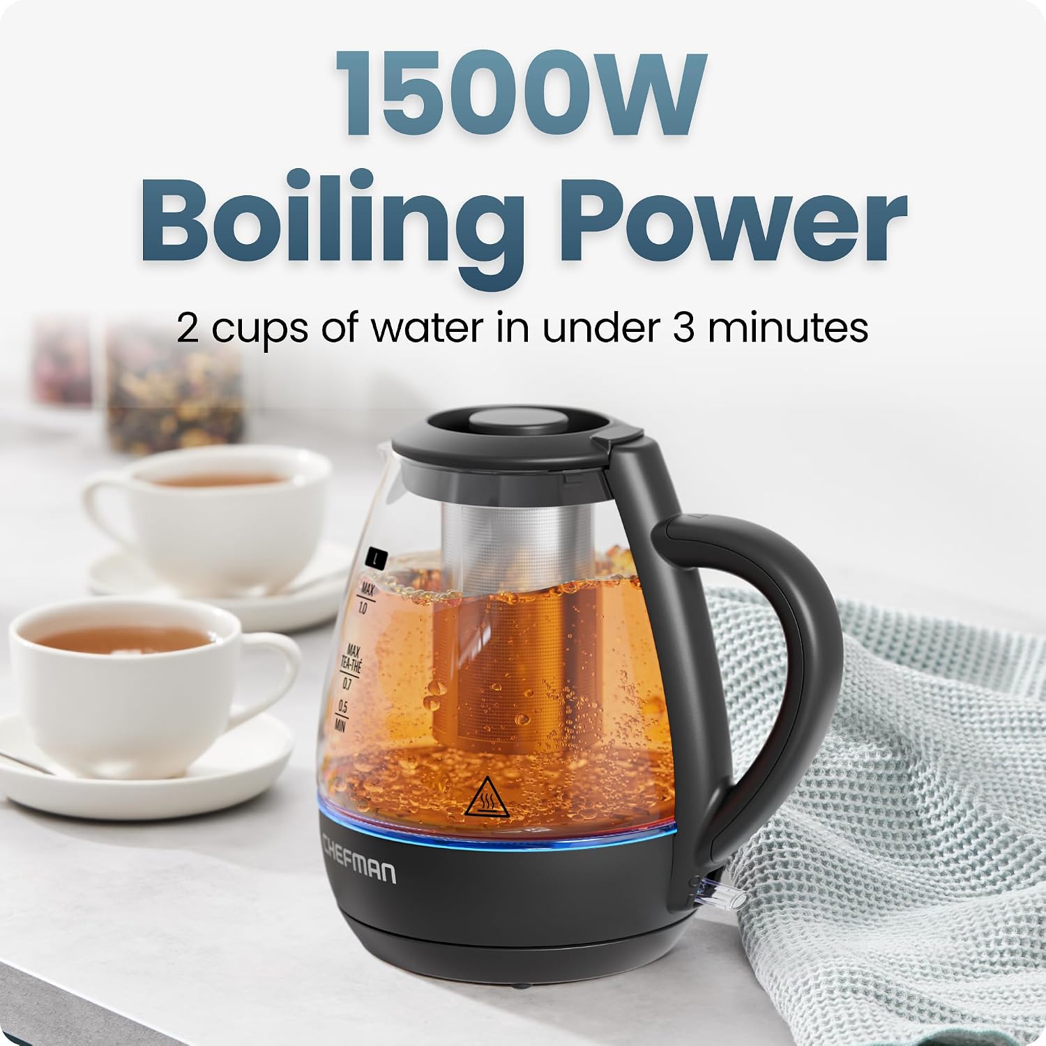 Thumbnail 1 de Chefman Kettle with Tea Infuser, 1L ⚡