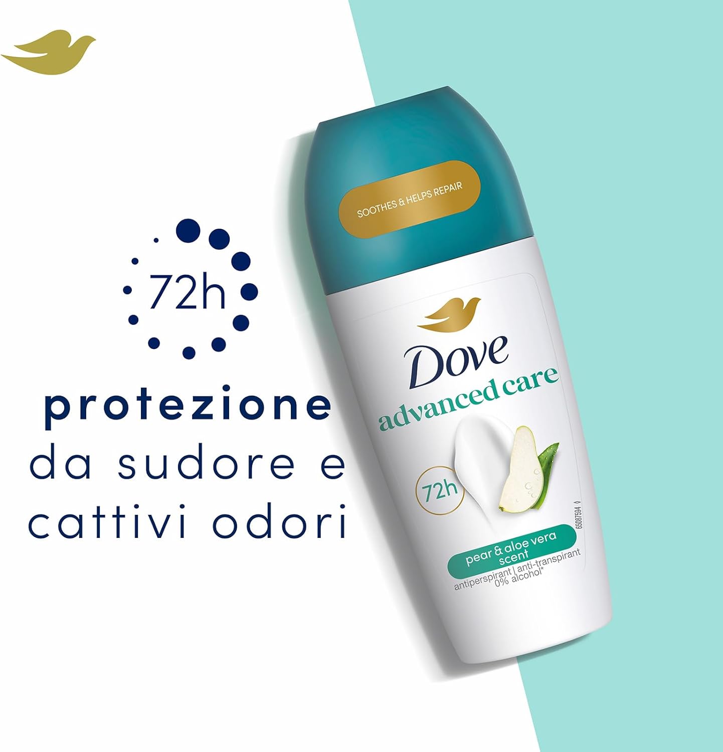 Detalle de Dove Advanced Care Deodorante Roll On Pera e Aloe - 6x50 ml, protezione fino a 48 ore