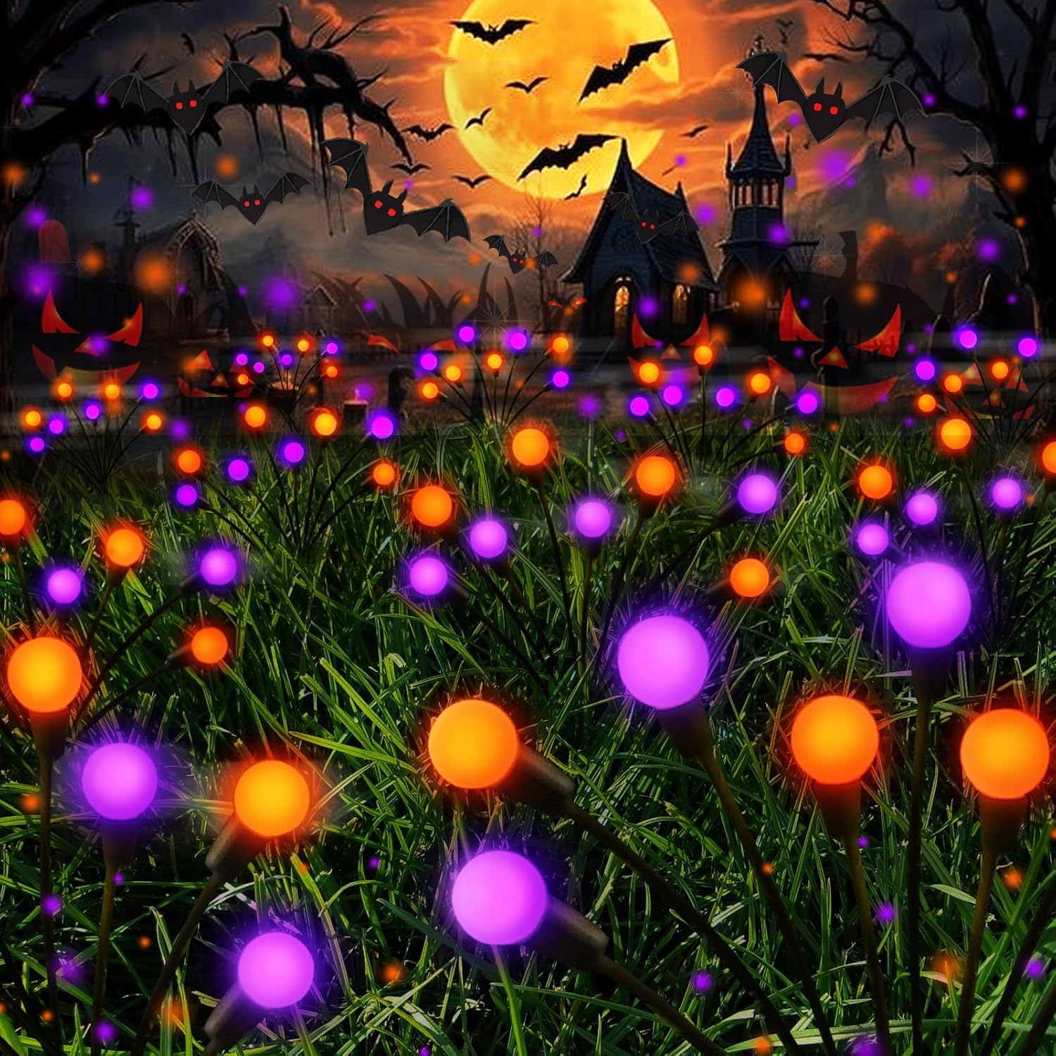 Detalle de SANJICHA Solar Lights FFY 6-Pack Firefly Lights, Orange & Purple, 2 Modes