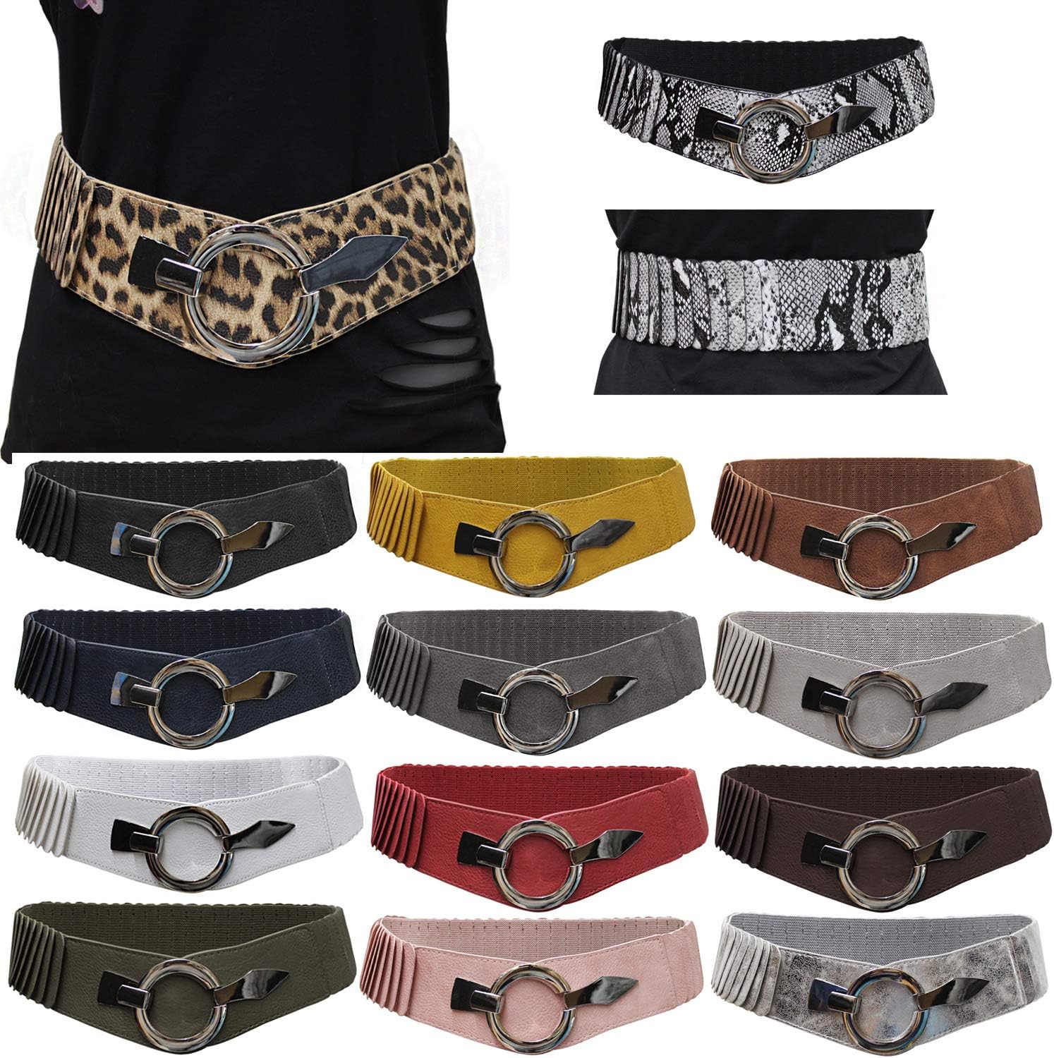 Thumbnail 6 de Glamexx24 Cintura elastica da donna lunga: cintura larga per vestiti, cappotti e outfit chic