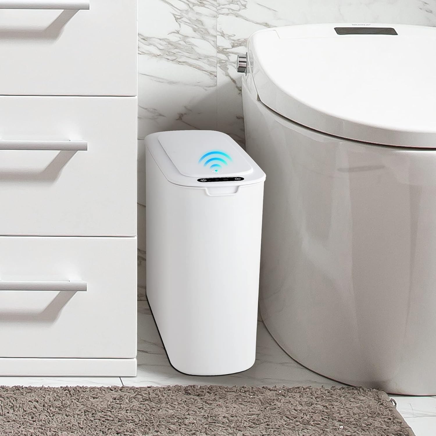 Detalle de Cesun 2.6-Gallon Automatic Bathroom Trash Can with Motion Sensor, White