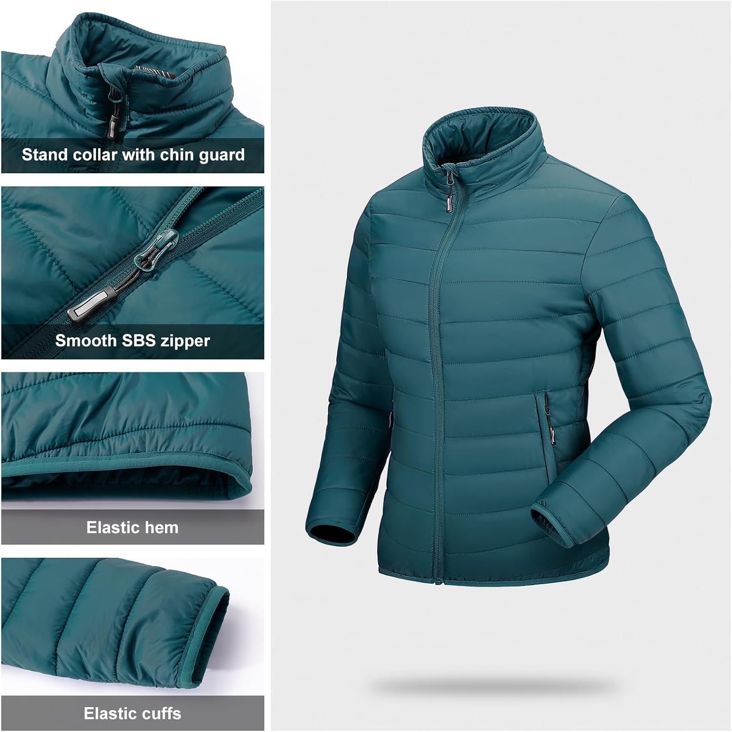 Detalle 2 de Outdoor Ventures Womens Winter Lightweight Packable Puffer Jacket with Sorona insulation