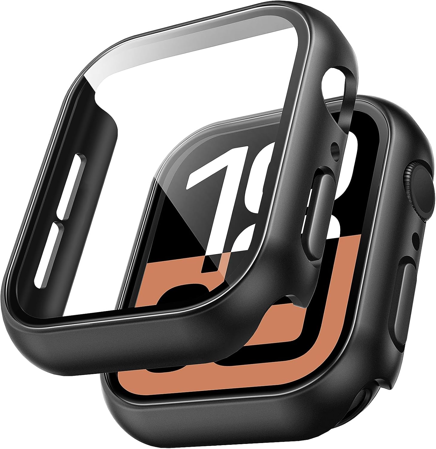 Detalle de TAURI 2 Pack Hard Case for Apple Watch 42mm (Series 11/10) with 9H Glass Screen Protector – Black
