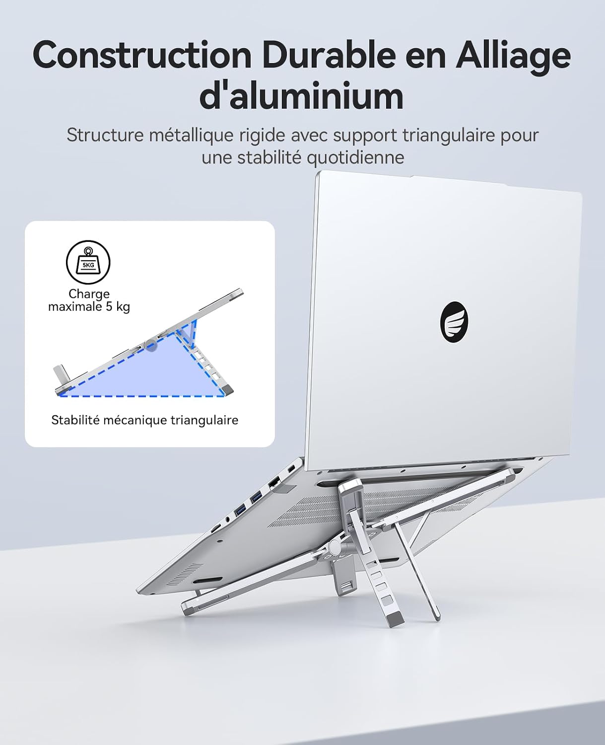 Detalle 2 de ORICO PN1 Support pliable 3-en-1 aluminium pour PC portable, tablette et téléphone jusqu’à 17