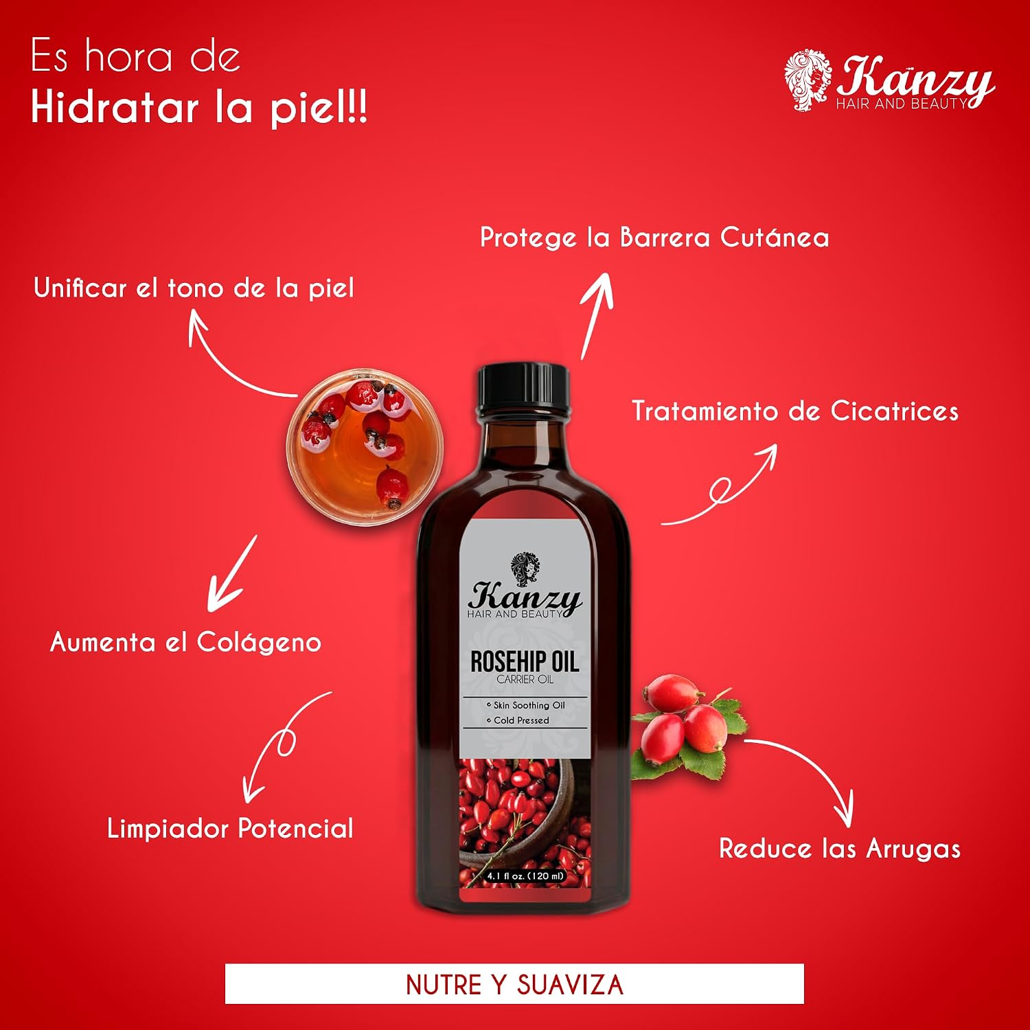 Thumbnail 2 de Kanzy Aceite Rosa Mosqueta Puro 120ml 🌹 Para Cicatrices y Piel