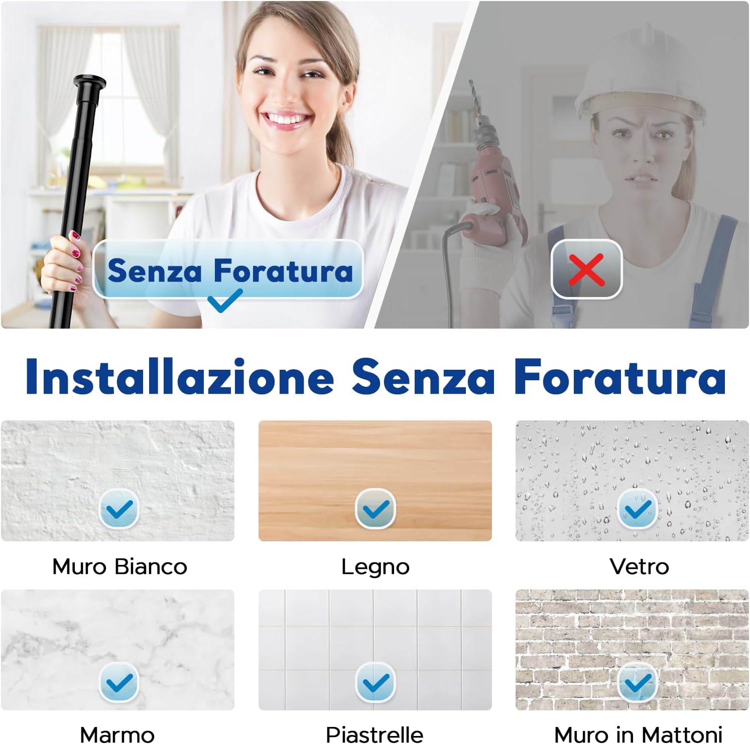 Detalle 2 de BSYXLSX Bastone a pressione per tende nero 71–155 cm, Ø 25 mm