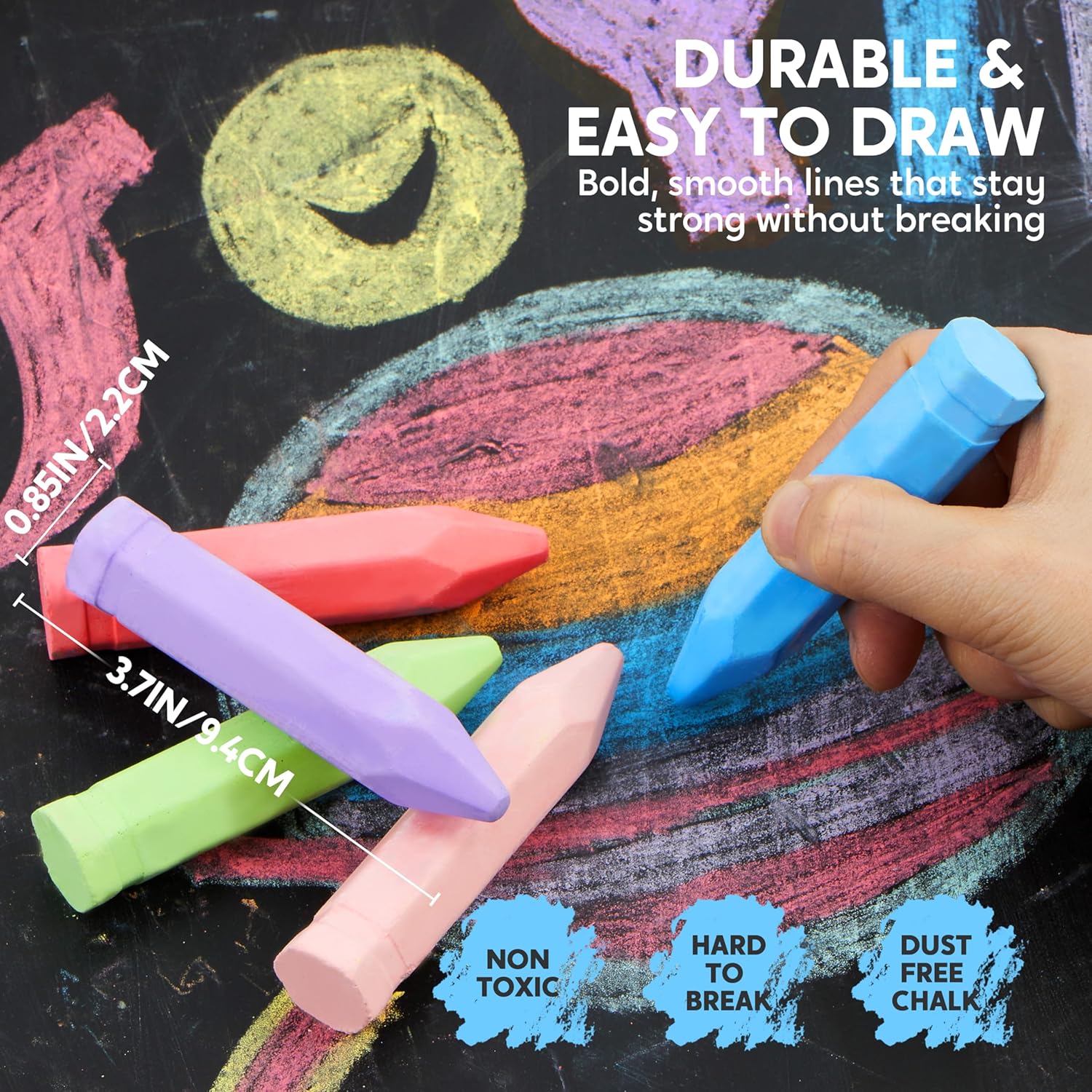 Thumbnail 3 de JOYIN 144-Piece Cone Shaped Washable Sidewalk Chalk (12 Colors) — Non-Toxic Jumbo Outdoor & Classroom Chalk