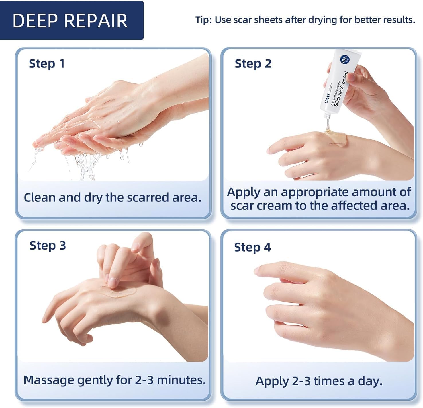 Detalle 2 de URAY Silicone Scar Gel, 30 g, 100% Silicone for Old and New Scars