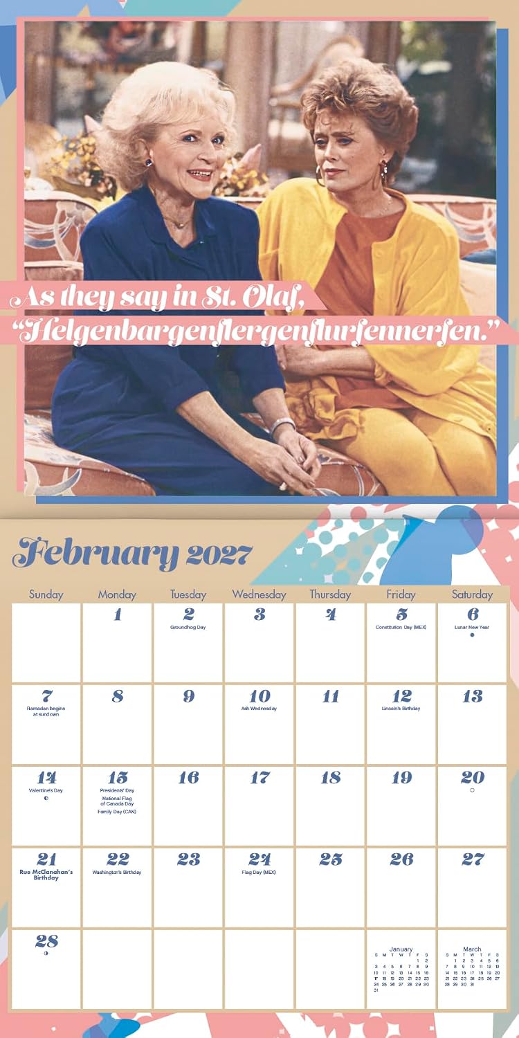 Detalle de 2027 Golden Girls Wall Calendar, 16-Month Layout, 12" x 12