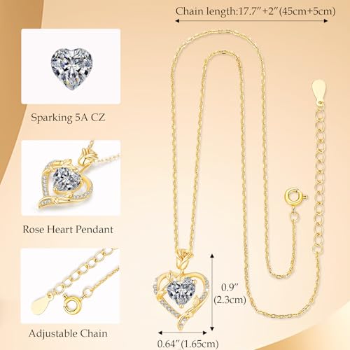 Detalle de MISUMOR Collar Mujer con Colgante de Corazón Rosa: un regalo con significado