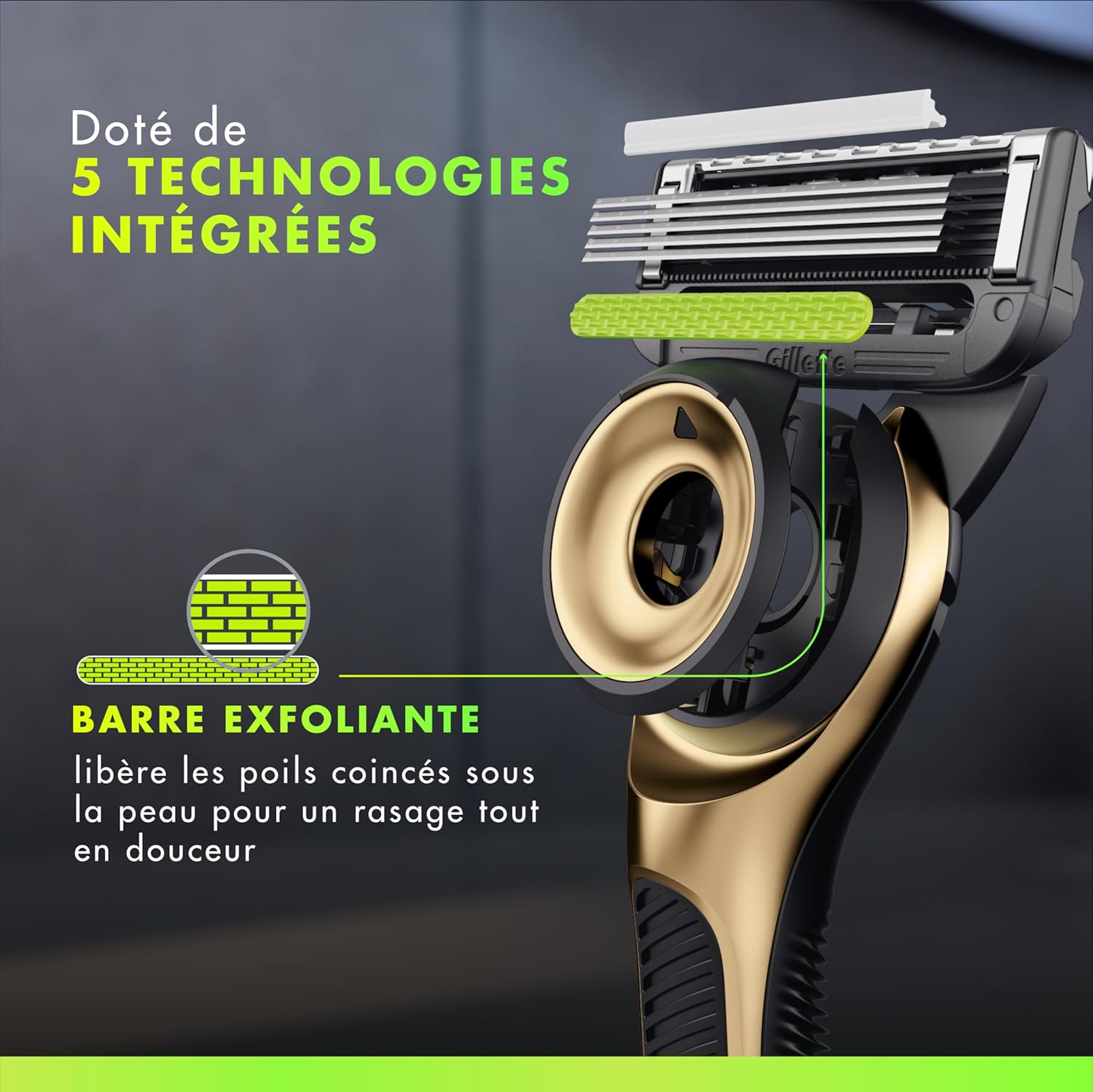 Detalle de Gillette Labs Rasoir homme Champion Gold avec 5 cartouches