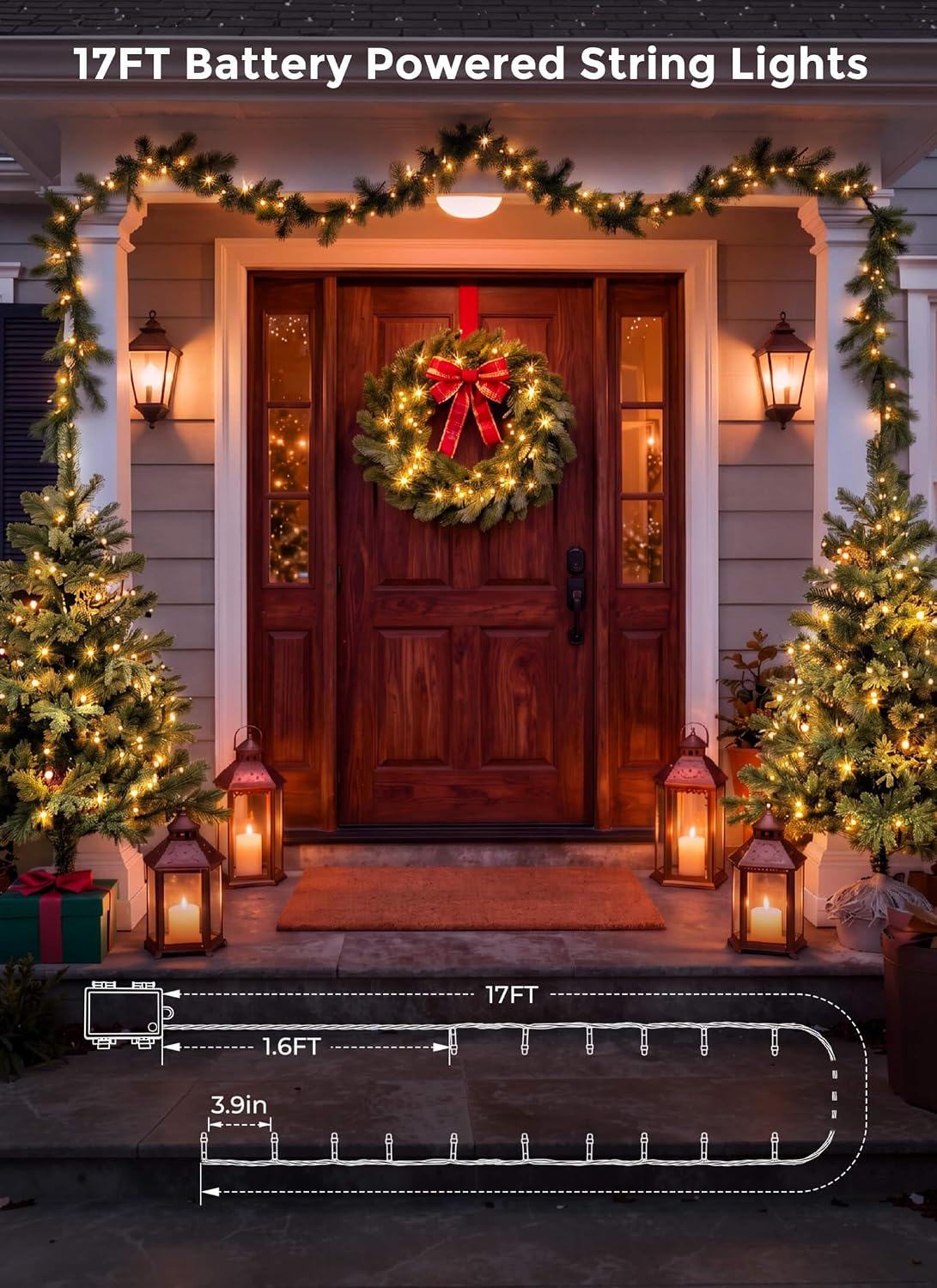 Thumbnail 6 de Battery-Operated Christmas String Lights, 200 LEDs