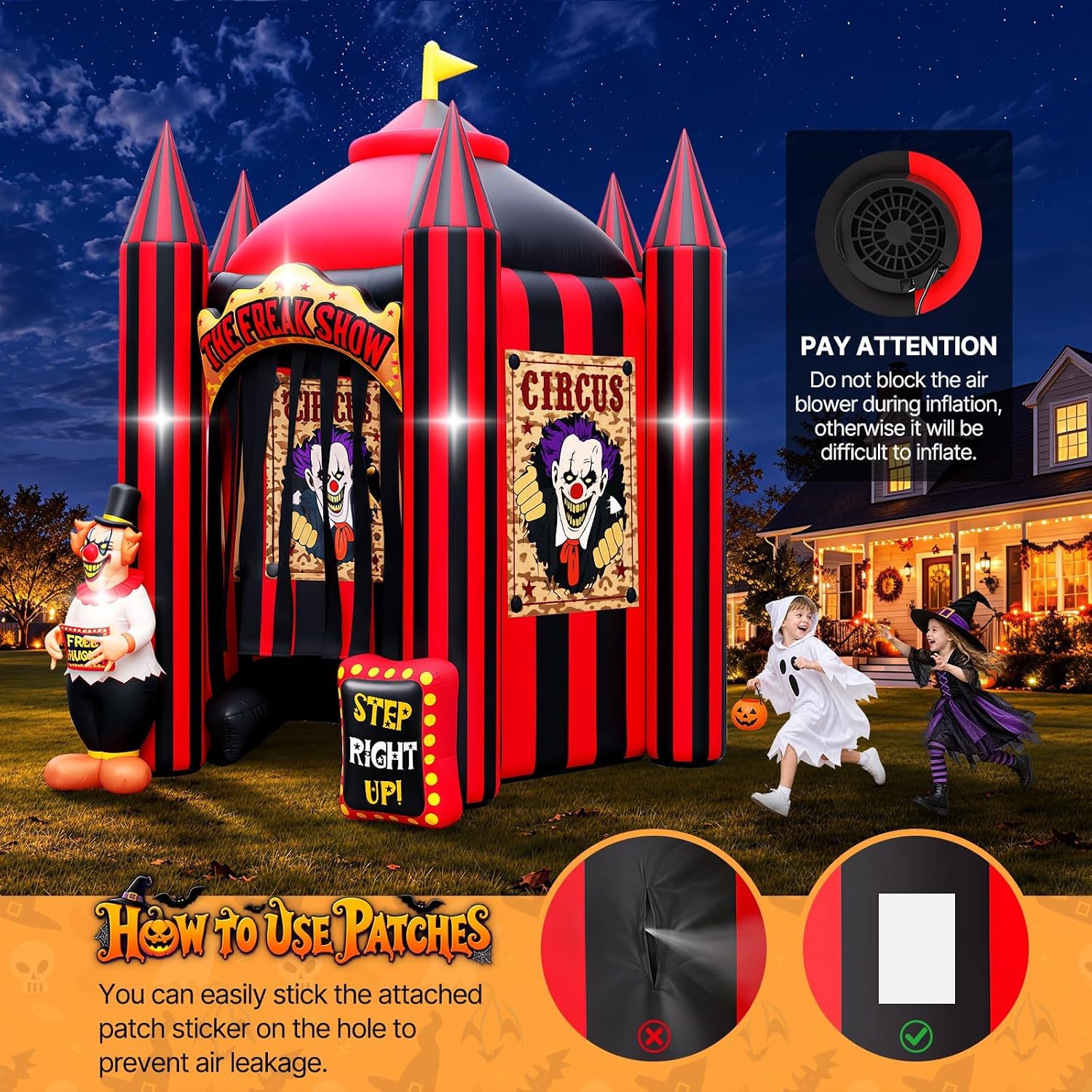 Detalle 2 de Kalolary 12FT Halloween Clown Arch Inflatable with Walk-Through Tunnel