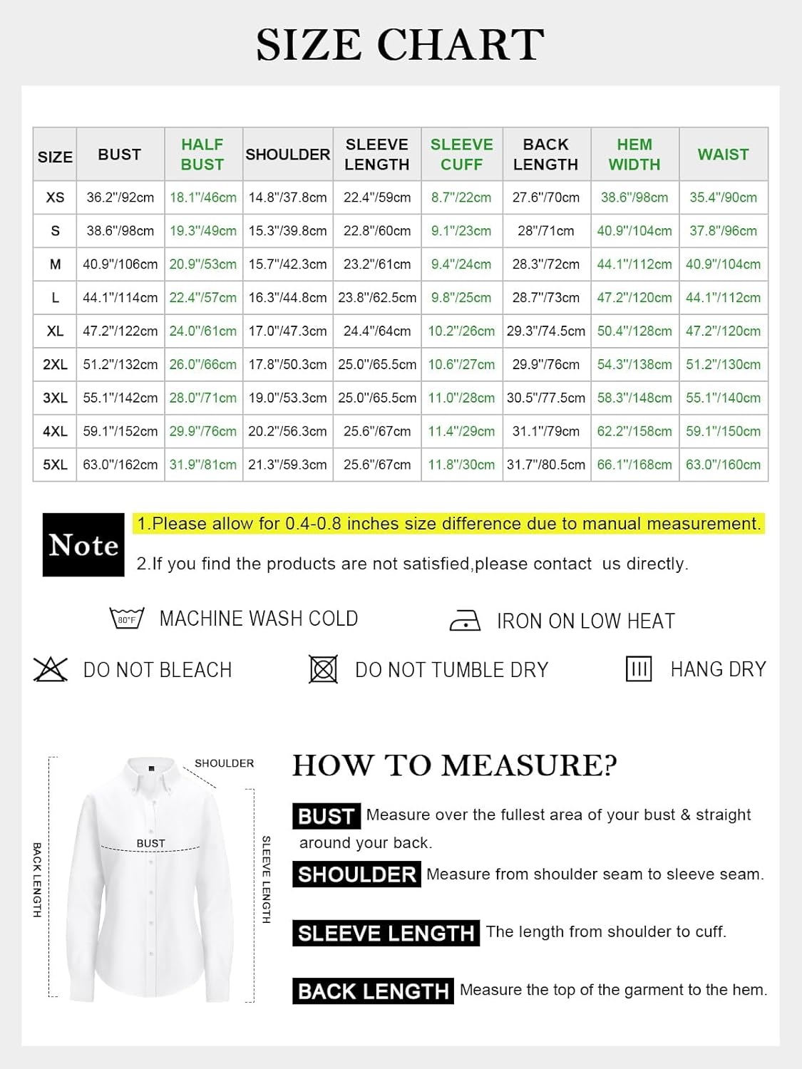 Thumbnail 5 de Aoudery Women’s Cotton Oxford Button-Down Shirt – Long Sleeve, Solid Colors, Classic Fit