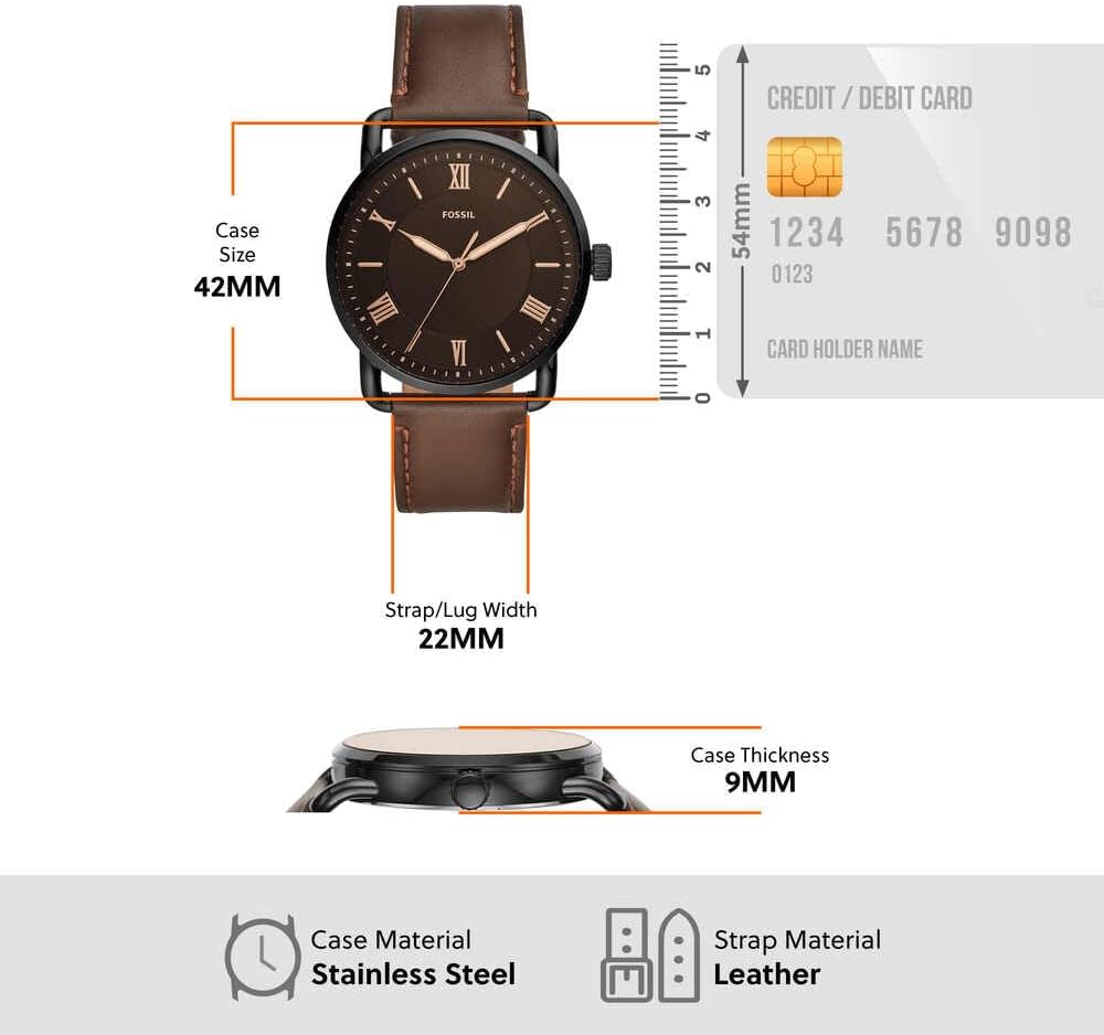 Thumbnail 5 de Fossil Copeland 42mm — Montre homme, mouvement quartz, acier inoxydable argenté et bracelet cuir