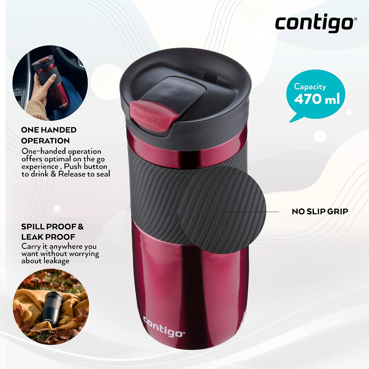 Detalle de Contigo Byron SNAPSEAL 470 ml travel mug