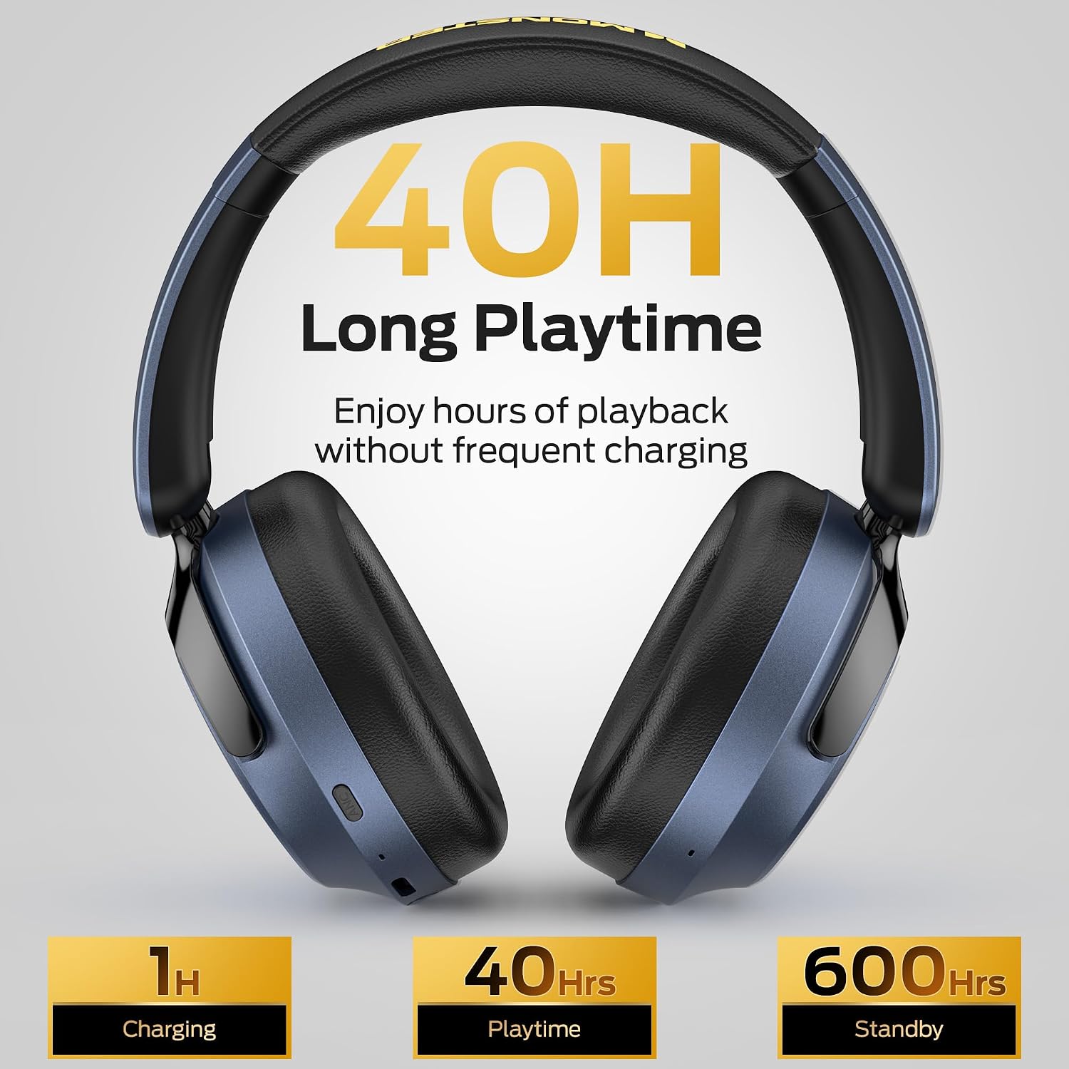 Detalle de Monster Harmonic N20 ANC Over-Ear Headphones, Bluetooth 6.0, 40-Hour Playtime