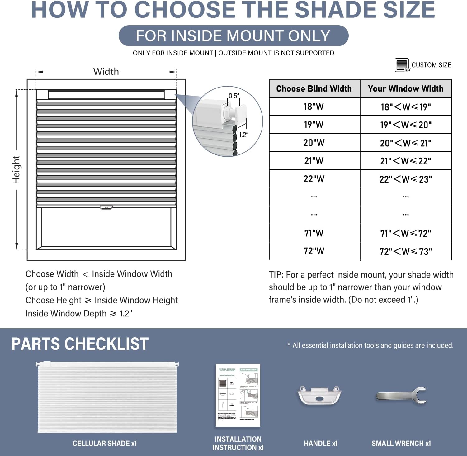 Detalle de AOSKY Blackout Cellular Shades 34" W x 48" H