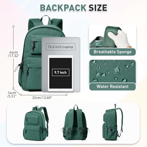 Thumbnail 2 de HYC00 Army Green 20L School Backpack for Teens – 15.6” Laptop, Anti-Theft & Water Resistant