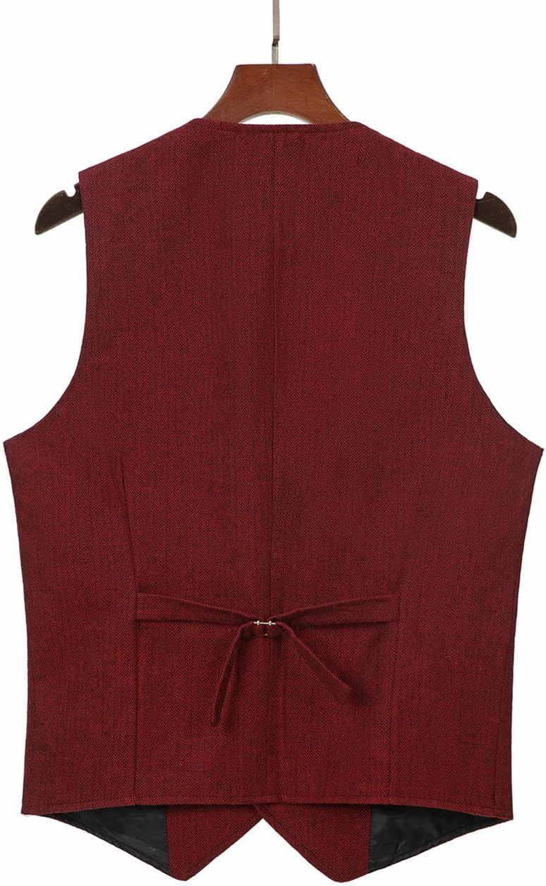 Detalle de Solovedress Vintage Classic Weste aus Wolle mit V-Ausschnitt – Regular Fit für Hochzeit & Business