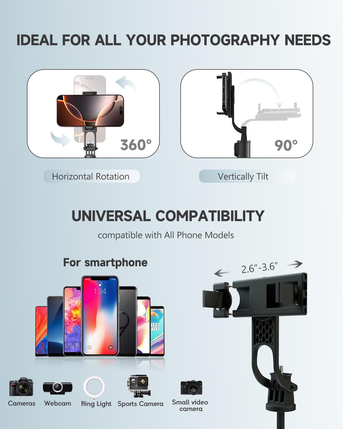 Thumbnail 4 de RISEOFLE 71” Extendable Phone Tripod
