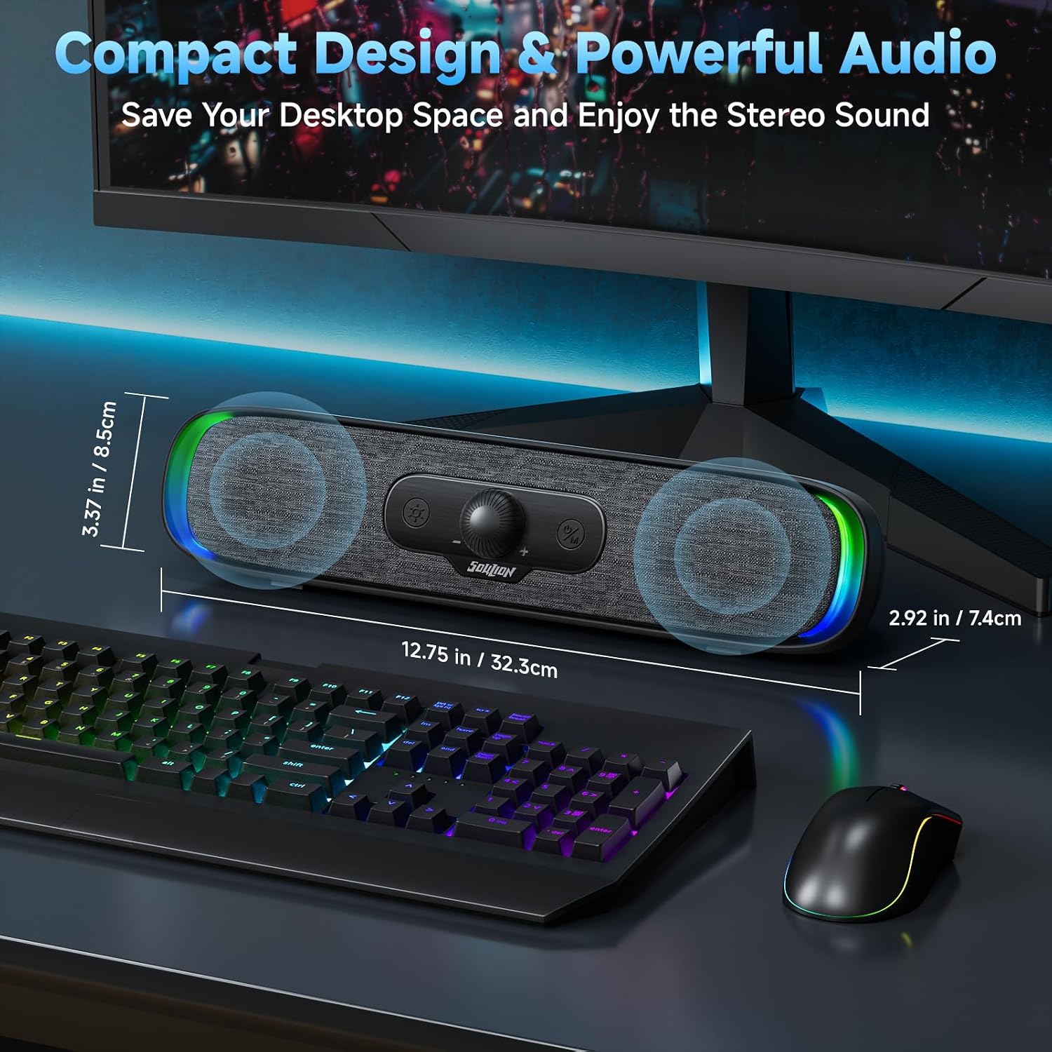 Detalle de SOULION R200 Bluetooth PC Speakers with LED