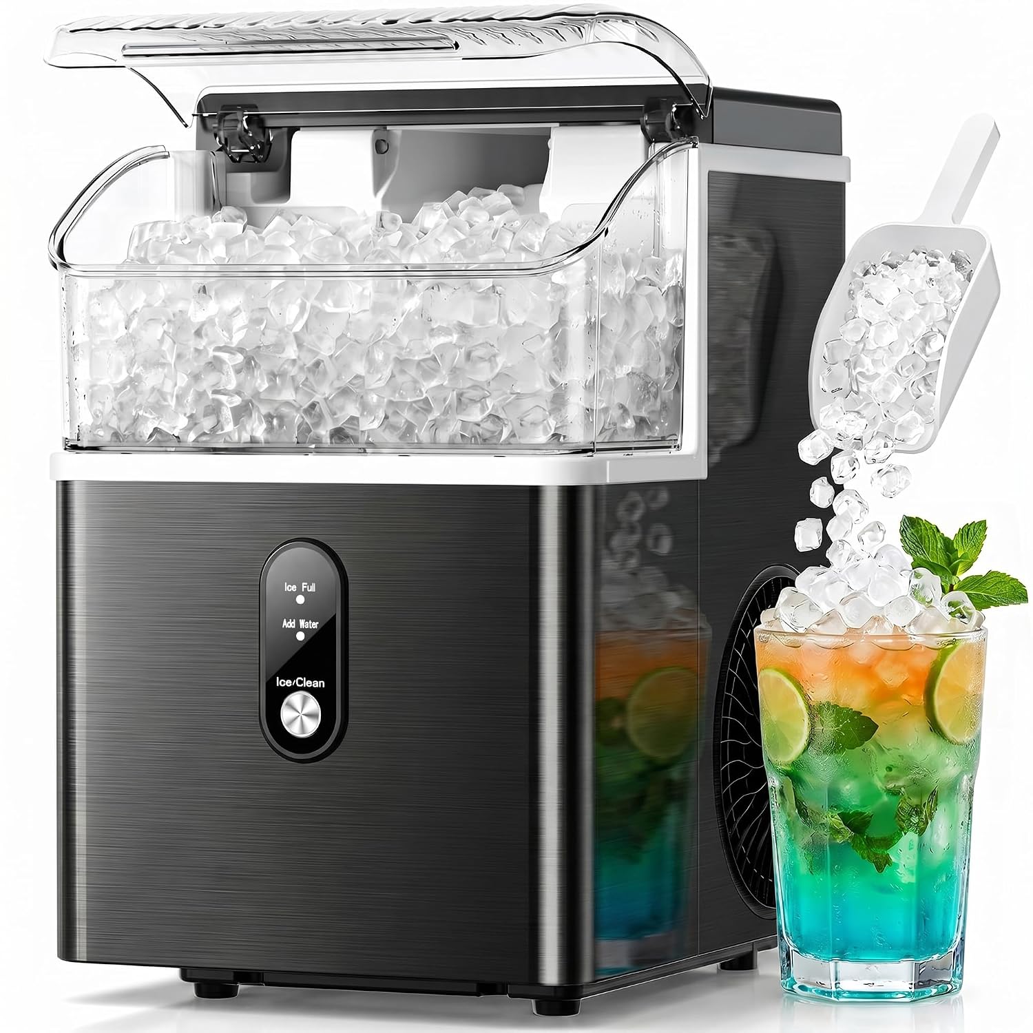 Detalle de Crzoe HZB-15NH/S Nugget Ice Maker, 35 lb Daily Output, Self-Cleaning