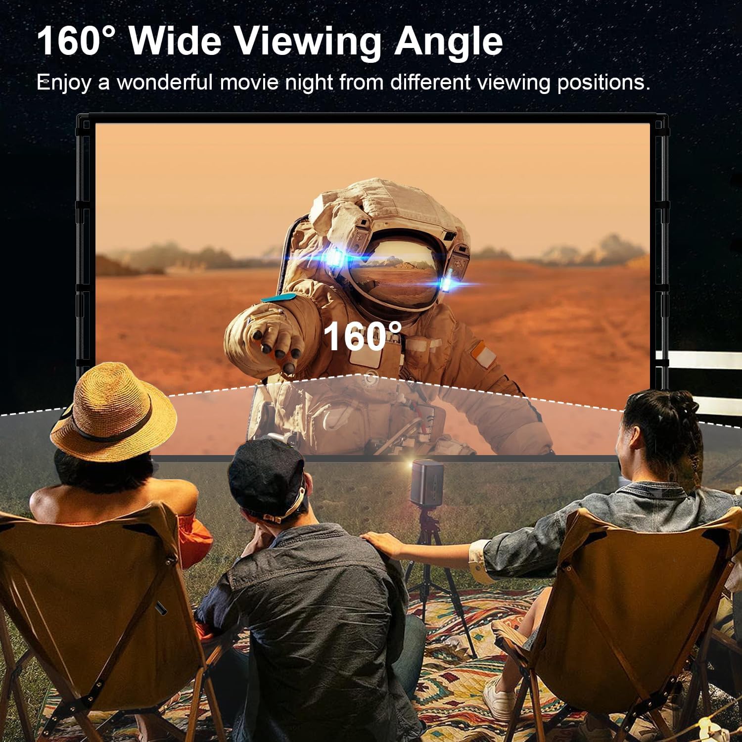 Thumbnail 3 de TOWOND 100-Inch Portable Projector Screen with Stand, 16:9 Black Backing