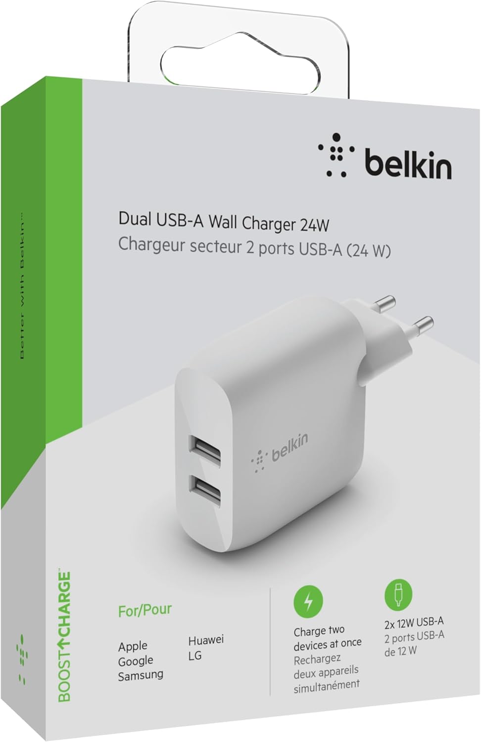 Thumbnail 1 de Belkin Doppio caricabatteria da parete USB-A 24 W Boost Charge