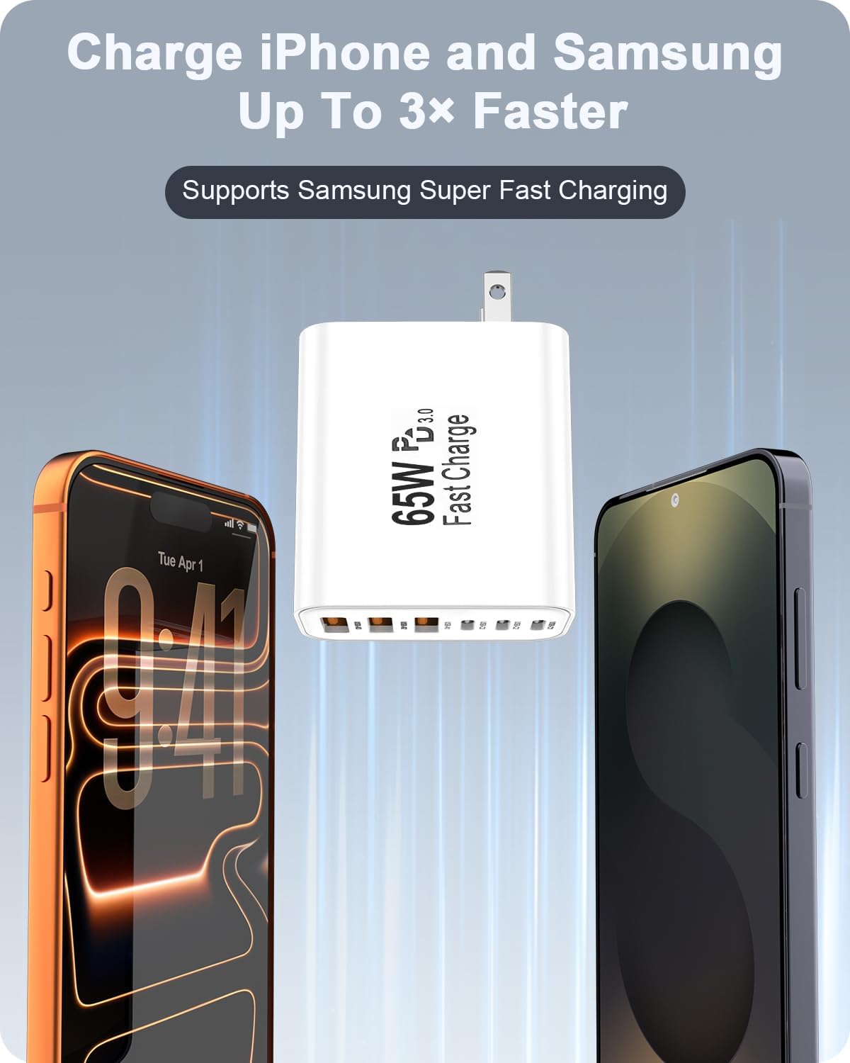Thumbnail 6 de 2-Pack 65W 6-Port USB-C Charger Block: Fast, Flexible Charging for Your Tech Stack