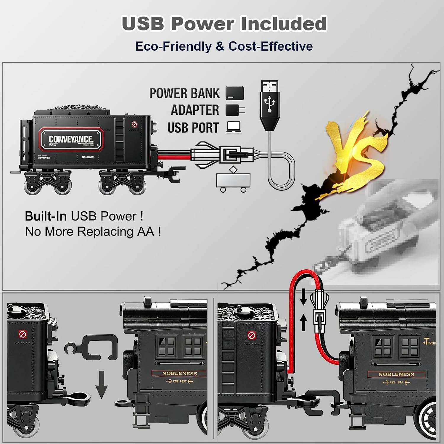 Thumbnail 3 de BUBUQE Electric Train Set with Alloy Locomotive