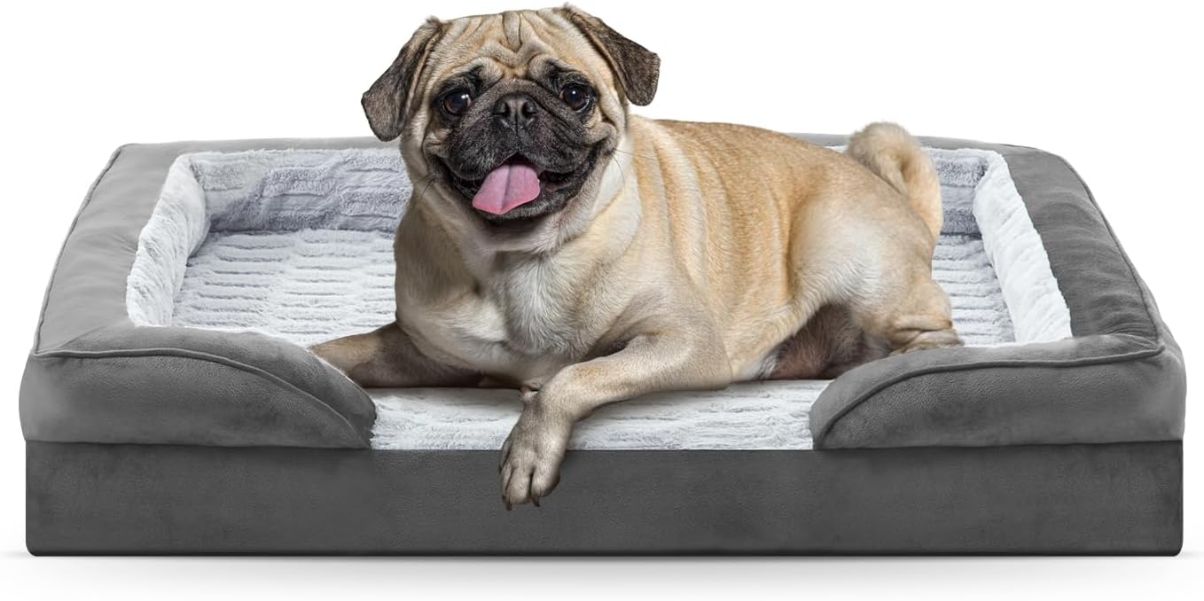 Detalle de FURTIME C-GrayBed-28 Orthopedic Dog Bed, Waterproof Cover, Egg-Crate Foam