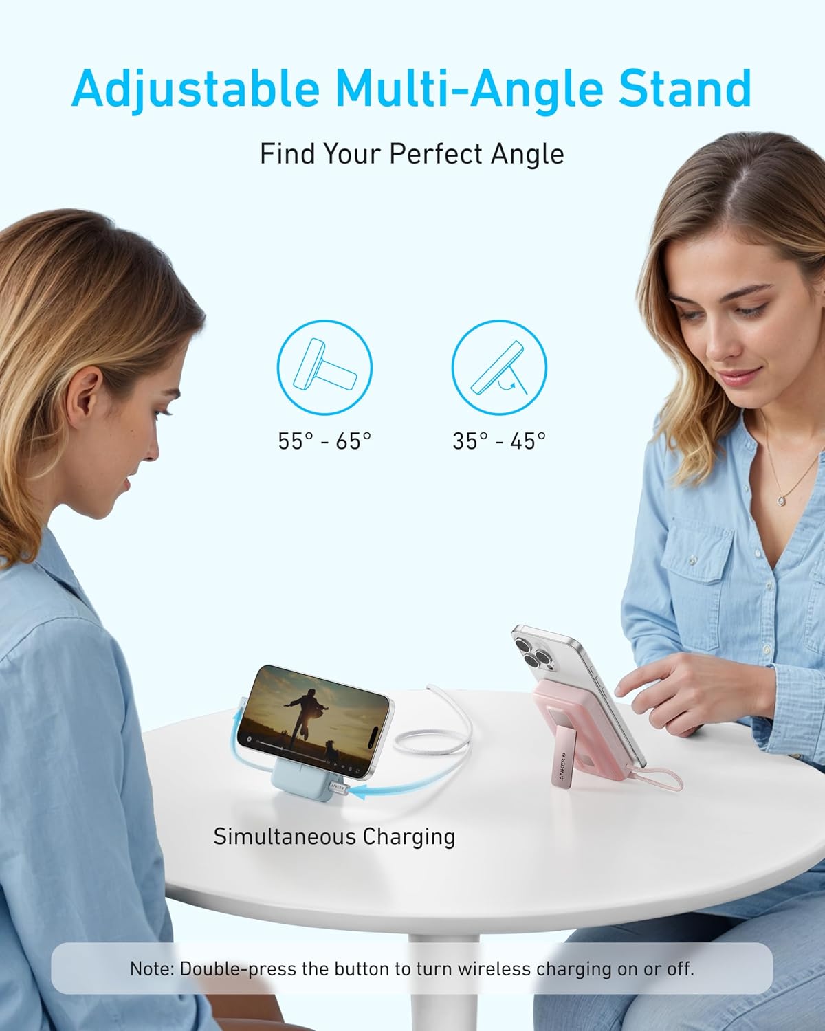 Detalle 2 de Anker Zolo Magnetic Power Bank 10K: 30W Fast Charge, Built‑in USB‑C Cable & Stand