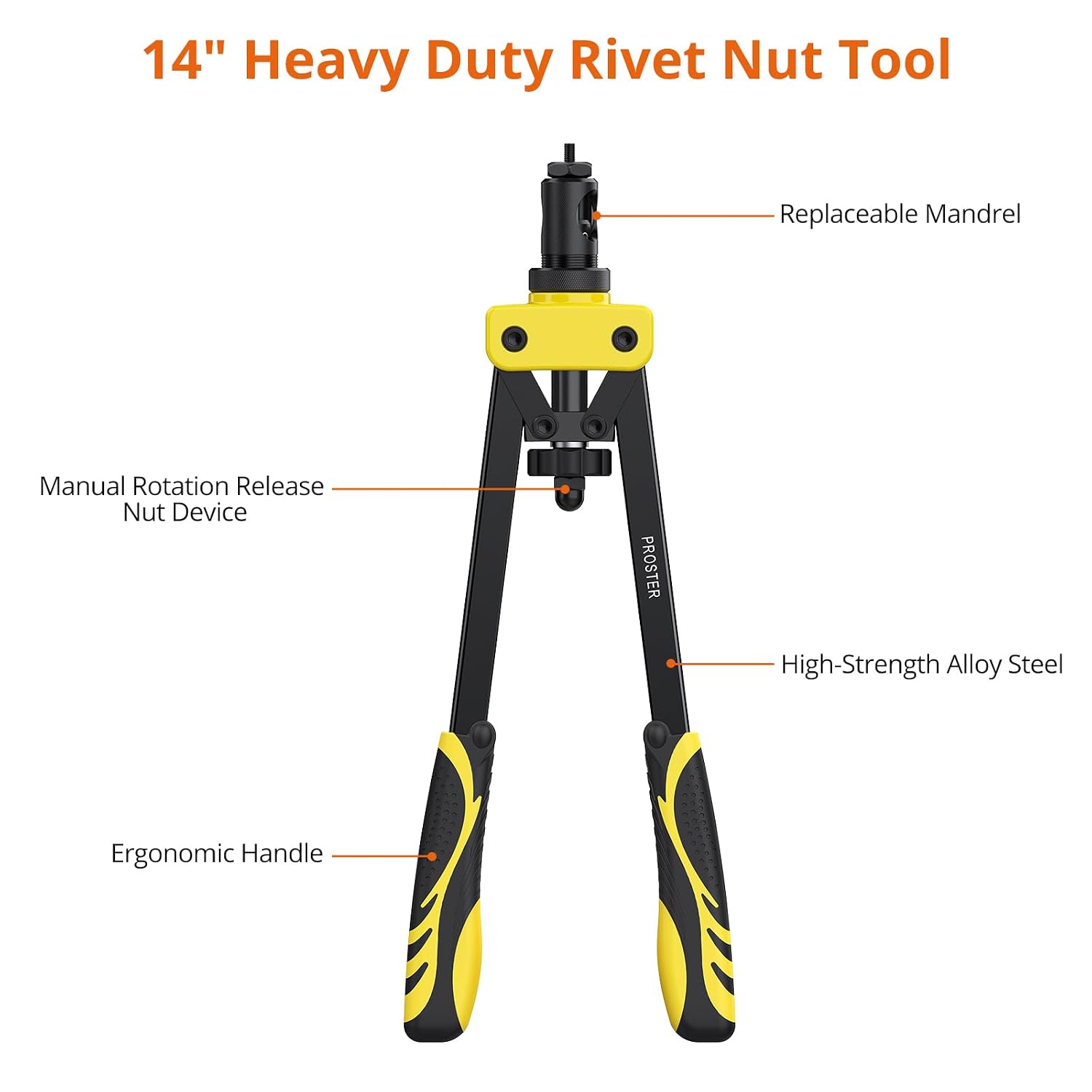 Thumbnail 6 de Proster 14-inch Rivet Nut Gun Kit, M3–M10, with 150 Rivet Nuts