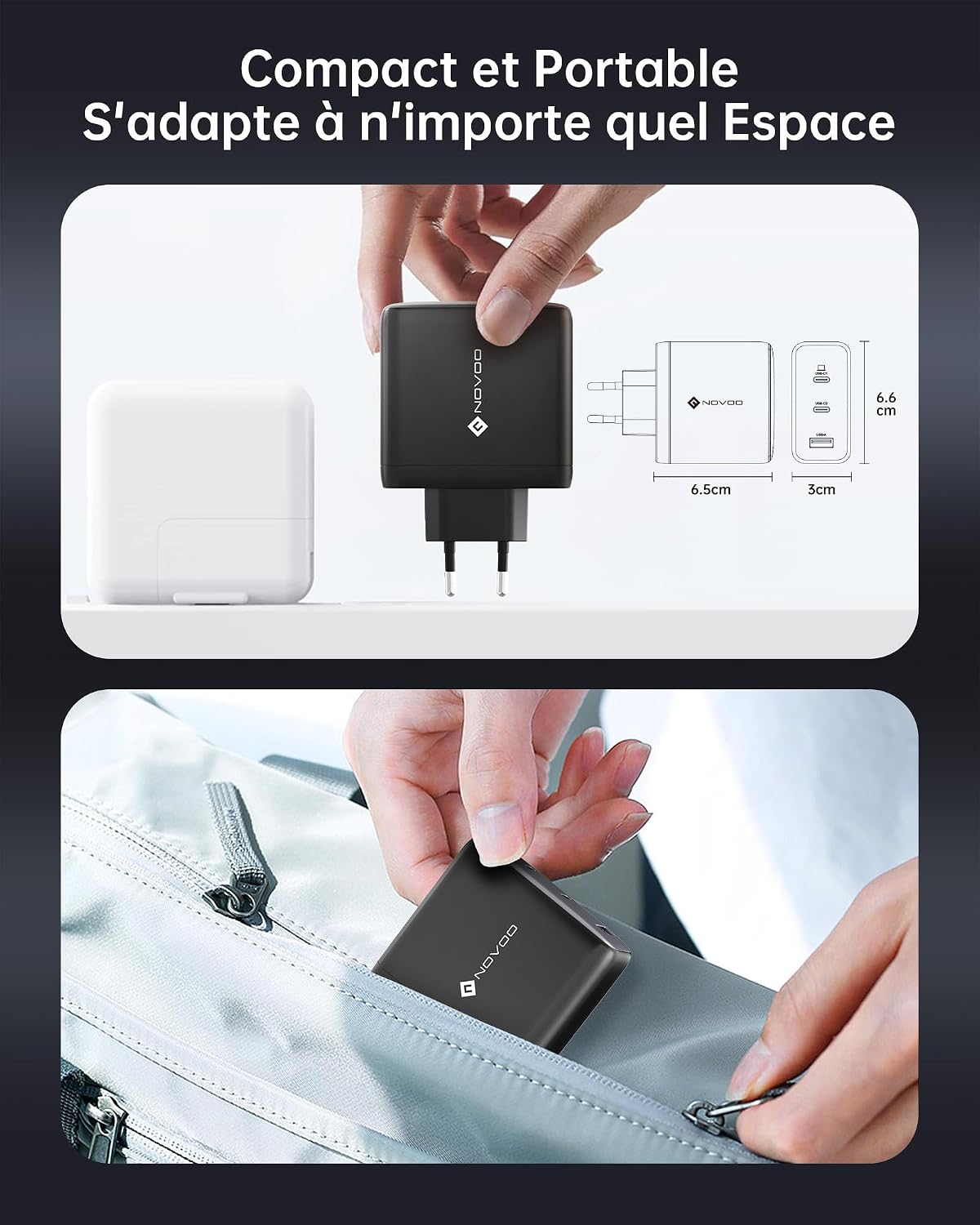 Thumbnail 4 de Chargeur NOVOO USB‑C 120W pour MacBook Pro/Air, GaN III avec câble PD 100W (multiport)
