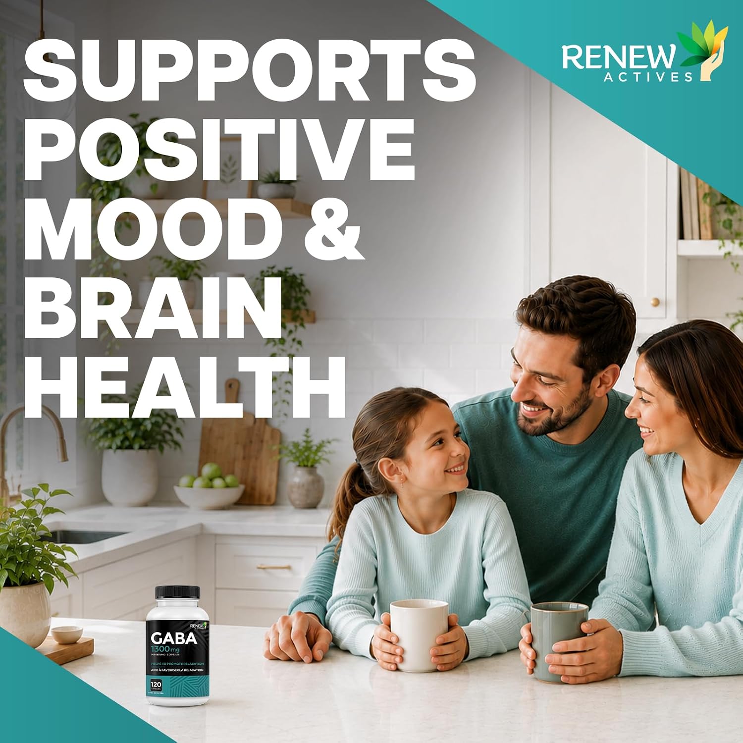 Detalle 2 de Renew Actives GABA 1300 mg per Serving, 120 Capsules (2-Pack), Sleep Support