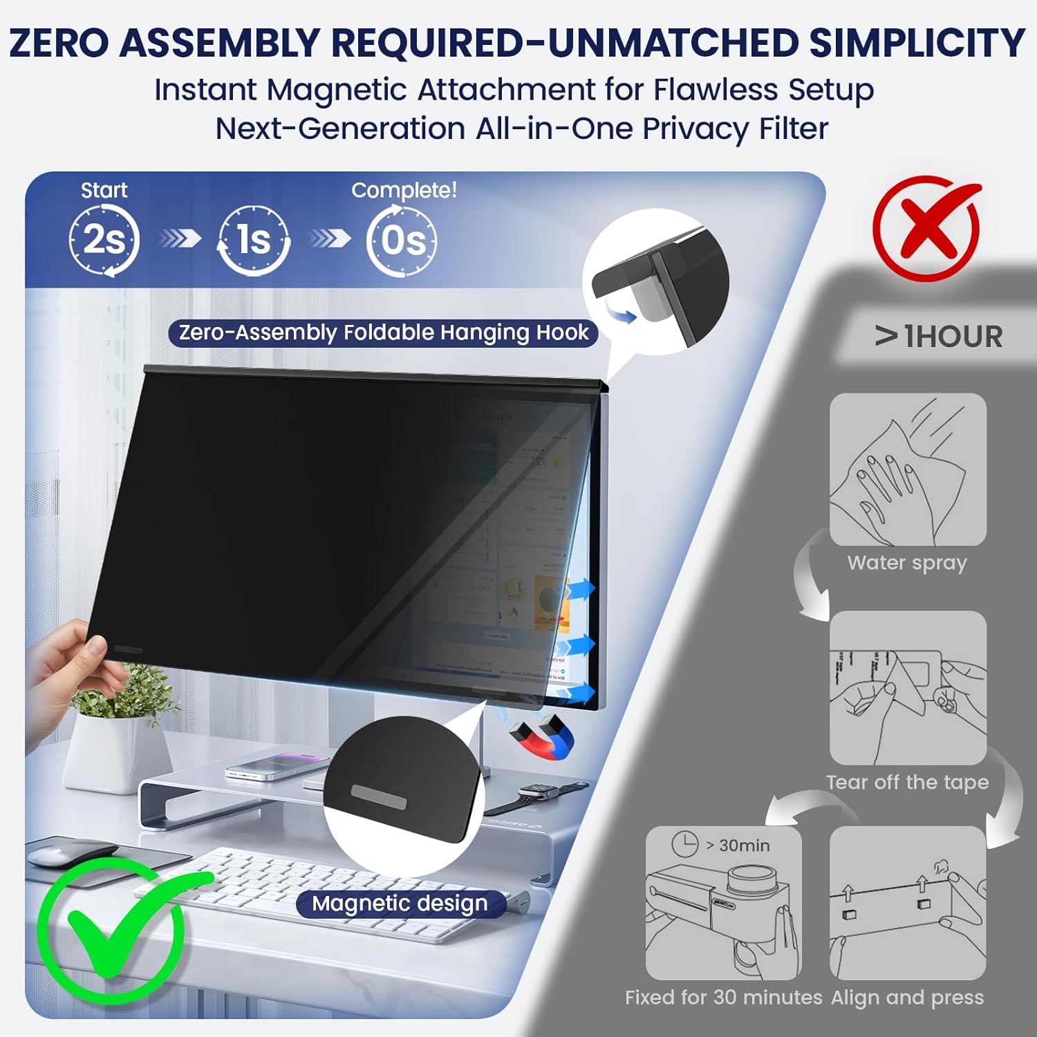 Thumbnail 4 de Magnetic Privacy Screen 27in 16:9 Blue Light Filter