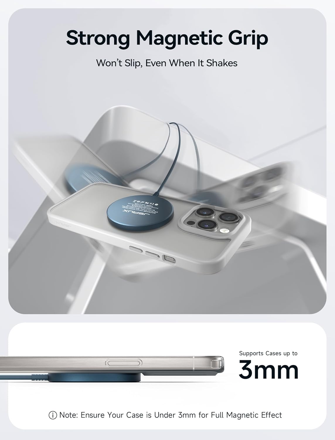 Detalle 2 de JSAUX Magnetic Wireless Charger for iPhone 17
