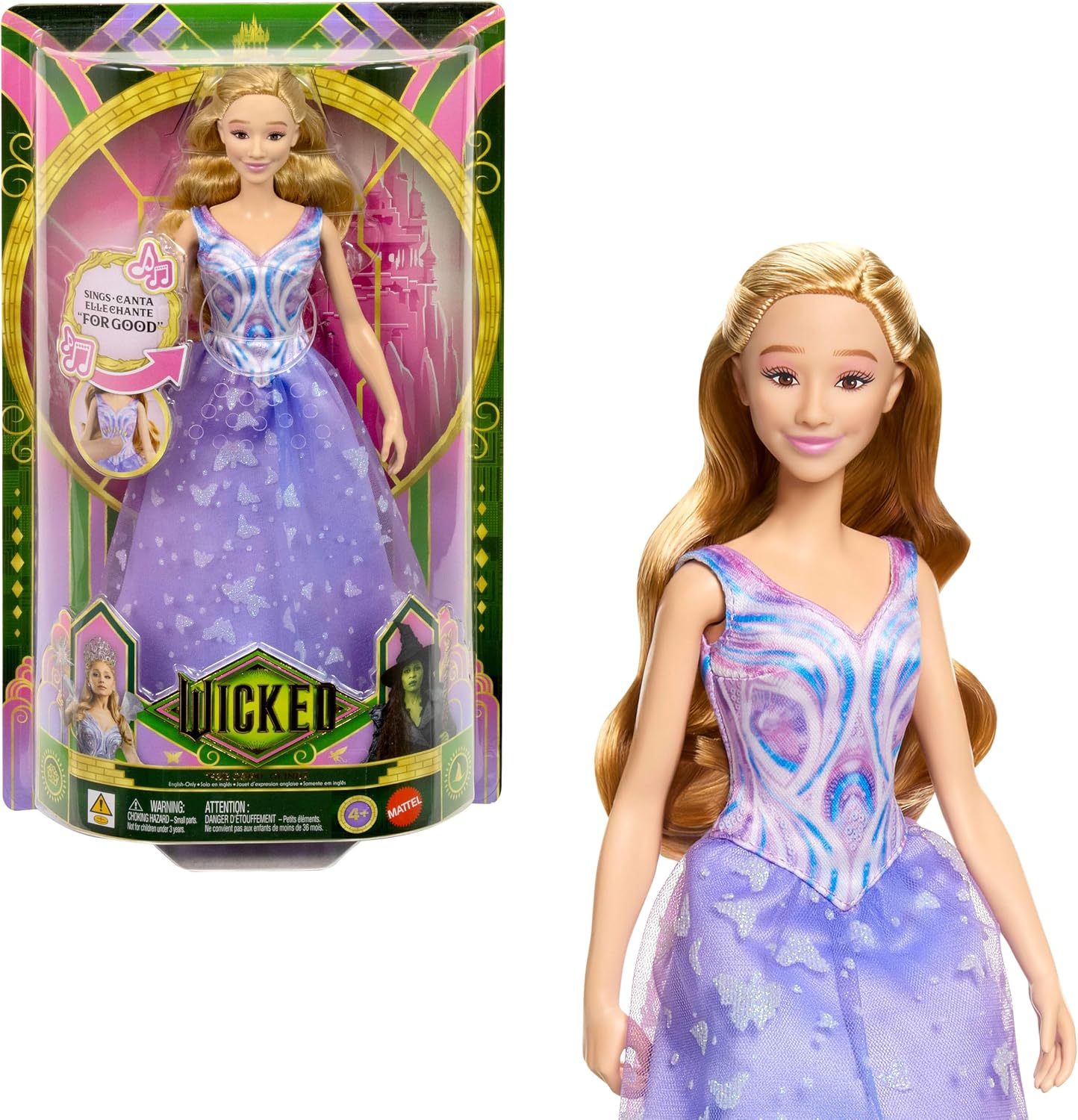Detalle de Mattel Wicked Glinda cantante con abito rimovibile 🎎