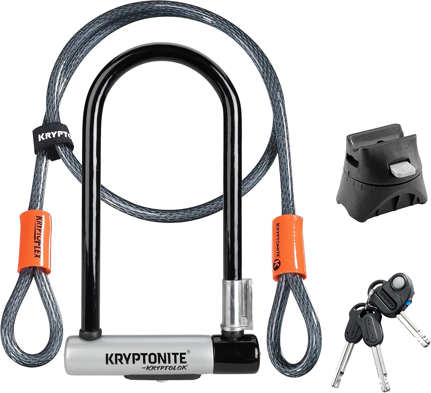 Detalle de Kryptonite Antivol en U Kryptolok Standard W/Flex – 12,7 mm avec câble KryptoFlex et dimensions 8,3 x 15,3 cm