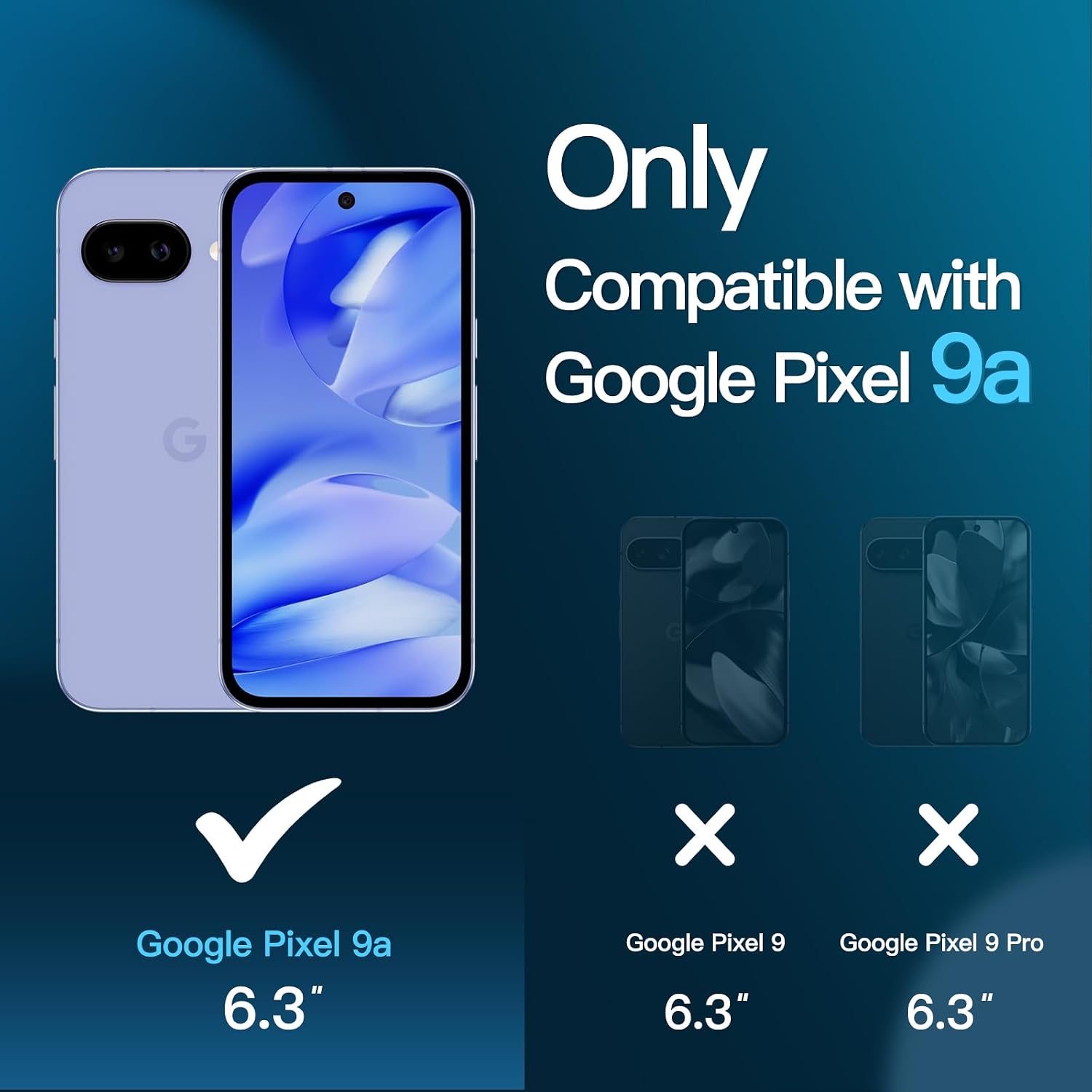 Thumbnail 1 de JETech Tempered Glass Screen Protector for Google Pixel 9a (6.3-inch, 2025) – HD Clear 3-Pack
